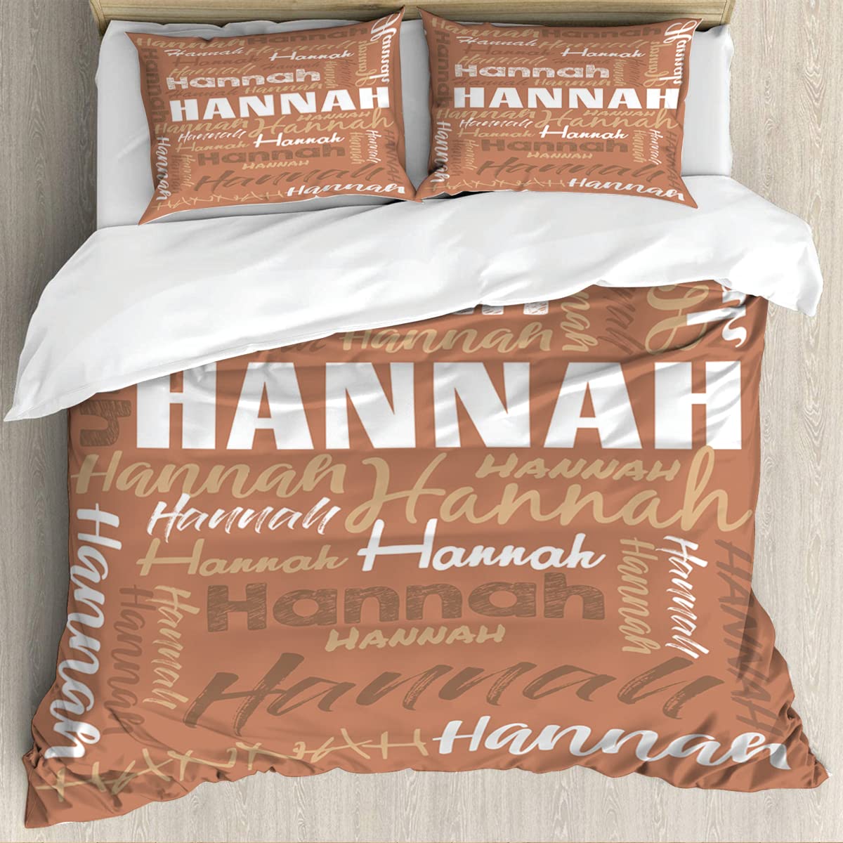 Custom Personalized Name Bedding Set - Twin Full Queen King Size 3-Piece Bedspread & Blanket with Name | Unique Room Decor for Boys & Girls | Perfect Gift for Birthdays, Christmas & Home Decor (Orange)