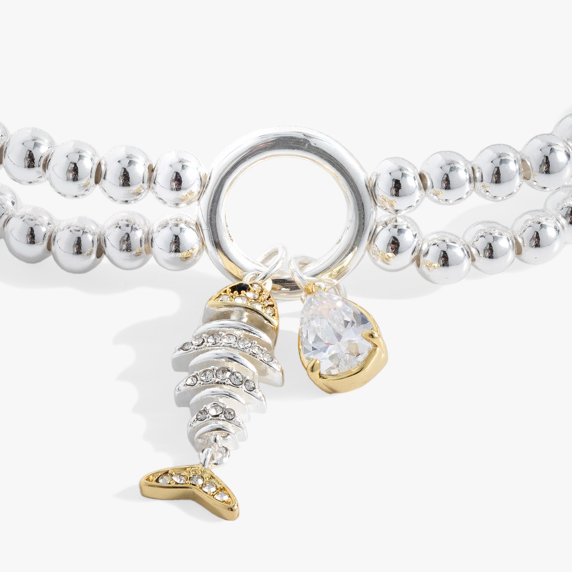 Fishbone Double Stretch Bracelet for Women - Adjustable Elastic Beaded Wristband - Perfect for Yoga, Meditation & Boho Fashion Accessories