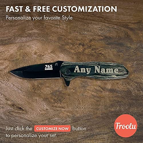 Custom Engraved Pocket Knife for Men - Personalized Fishing, Camping & Hunting Knife with Sturdy Wooden Handle & Sharp Blade - Perfect Christmas, Birthday, Anniversary Gift for Groomsmen & Outdoorsmen - Ideal for Camping Trips, Fishing Adventures & Hunting Expeditions