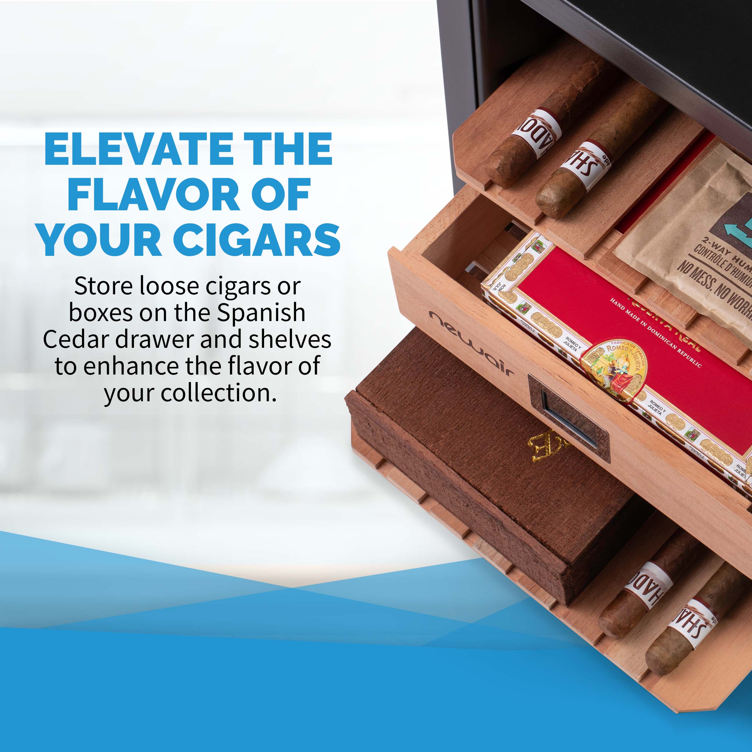 Newair® 250-Count Electric Cigar Humidor - Digital Temperature & Humidity Control for Premium Cigar Storage | Perfect for Home, Office, or Man Cave