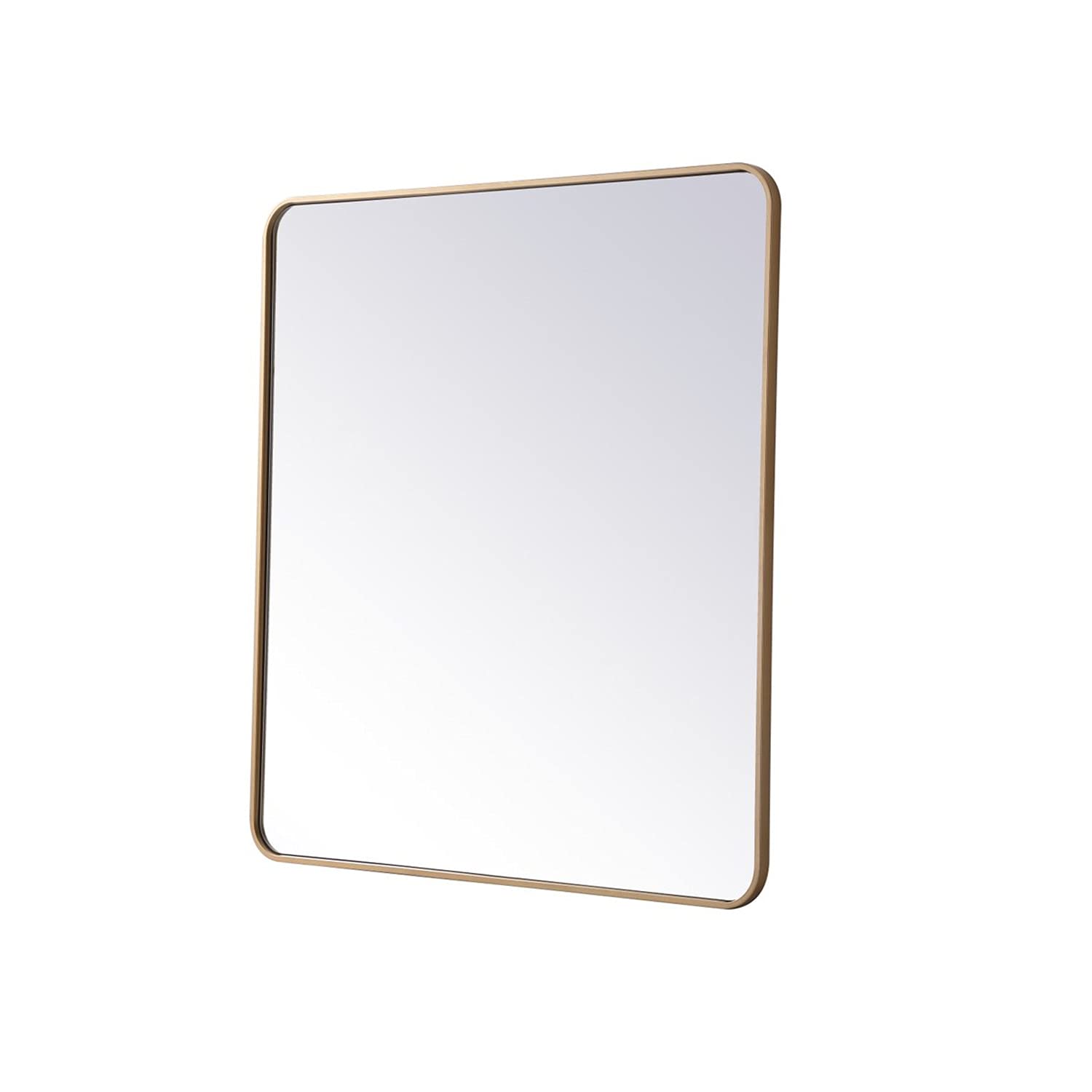 Elegant Brass Rectangular Mirror 36x40 - Home Decor & Bathroom