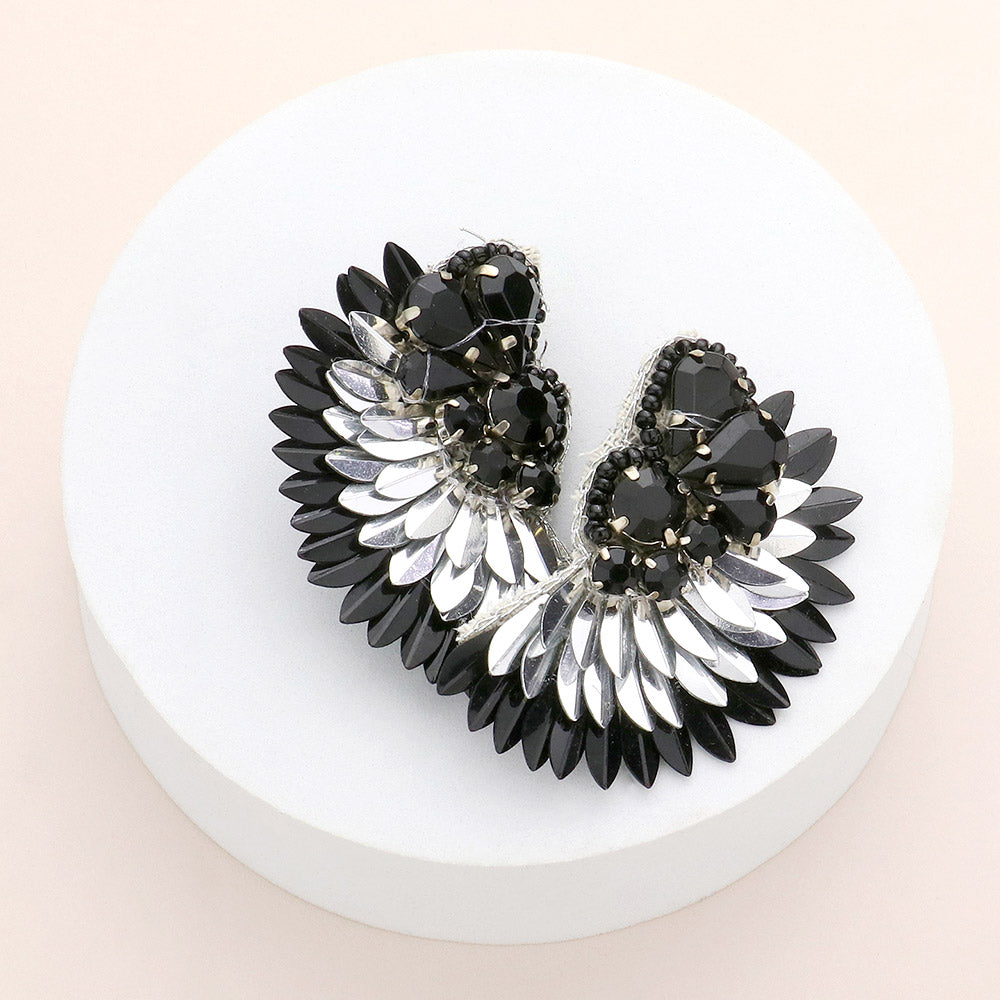 Boho Fashion Earrings with Felt Back Black Stone - Trendy Statement Jewelry for Women | Perfect for Casual Outfits, Parties & Festivals | 598056