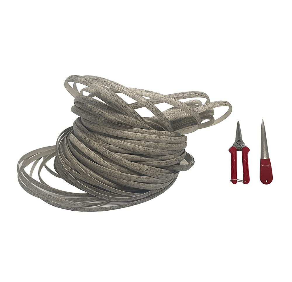 Premium White Rattan Repair Kit with Wicker & Knitting Tools - DIY Furniture Weaving & Restoration for Chairs, Tables, Patio Sets - Grey Wood Grain Finish - Perfect for Outdoor Furniture Repair, Home Decor Projects & Garden Maintenance