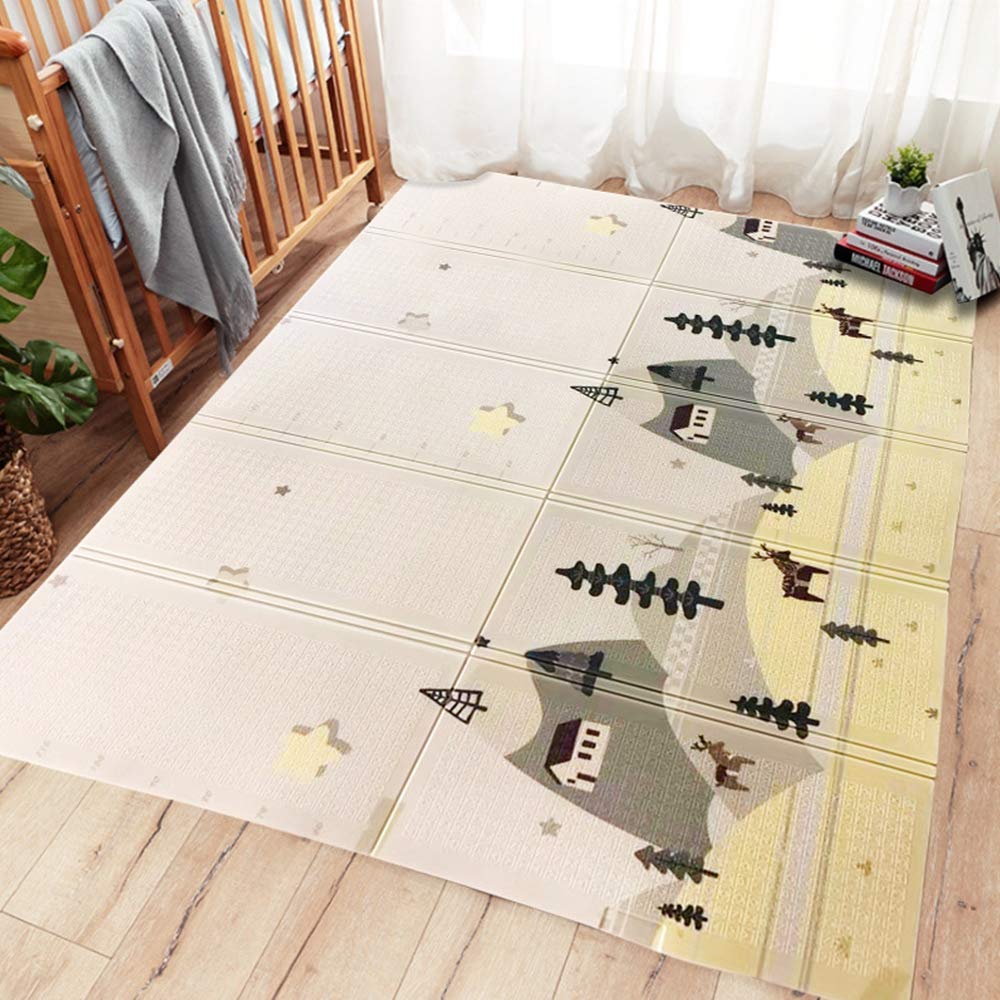 XPE Collapsible Double-Sided Baby Play Mat - Non-Toxic Foam Floor Mat for Kids, Toddler Crawling & Learning Activity, Perfect for Nursery, Playroom & Daycare
