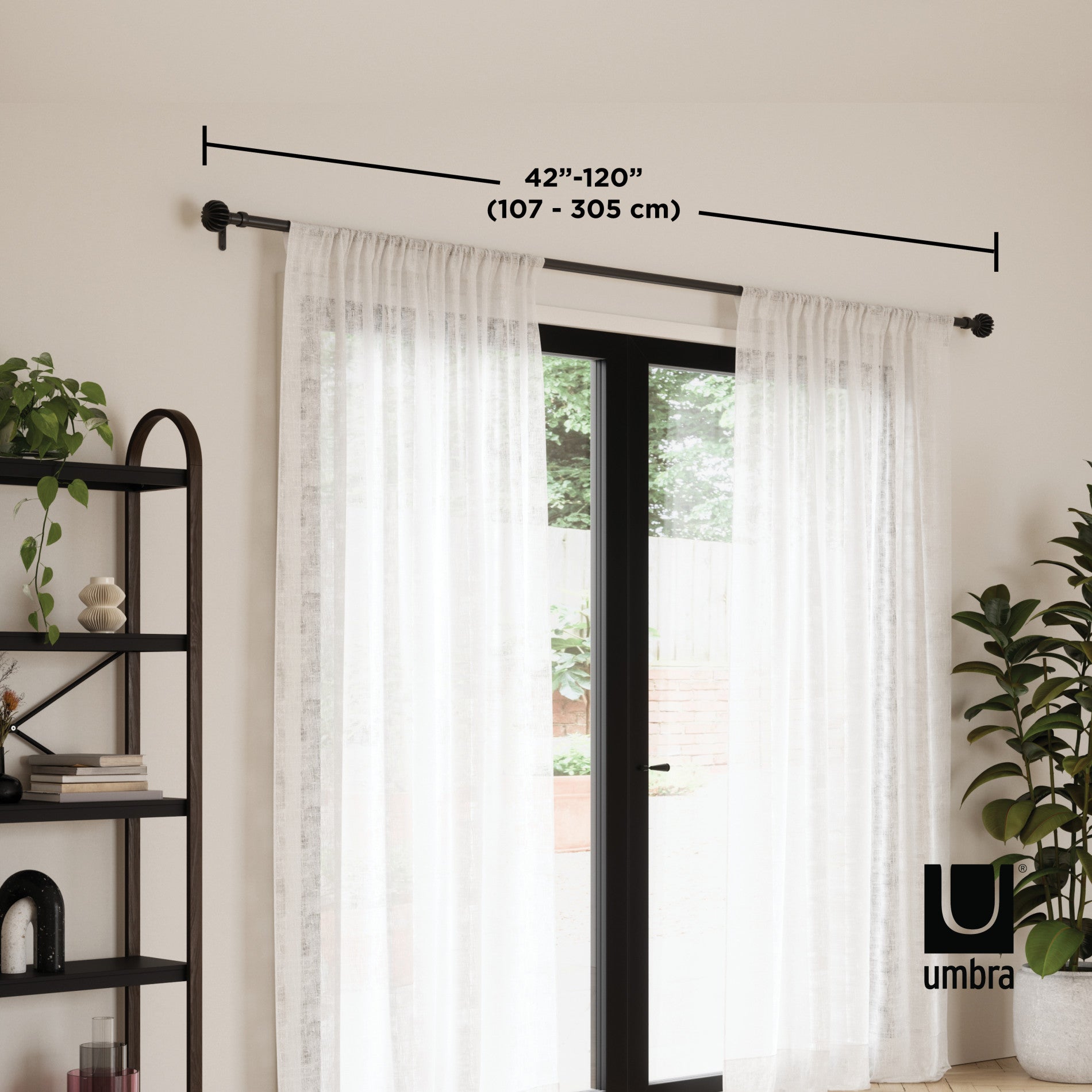 Finn Decorative Curtain Rod - Adjustable Tension Window Drapery Rod for Living Room, Bedroom, Blackout & Sheer Curtains - Perfect for Home Decor & Light Control