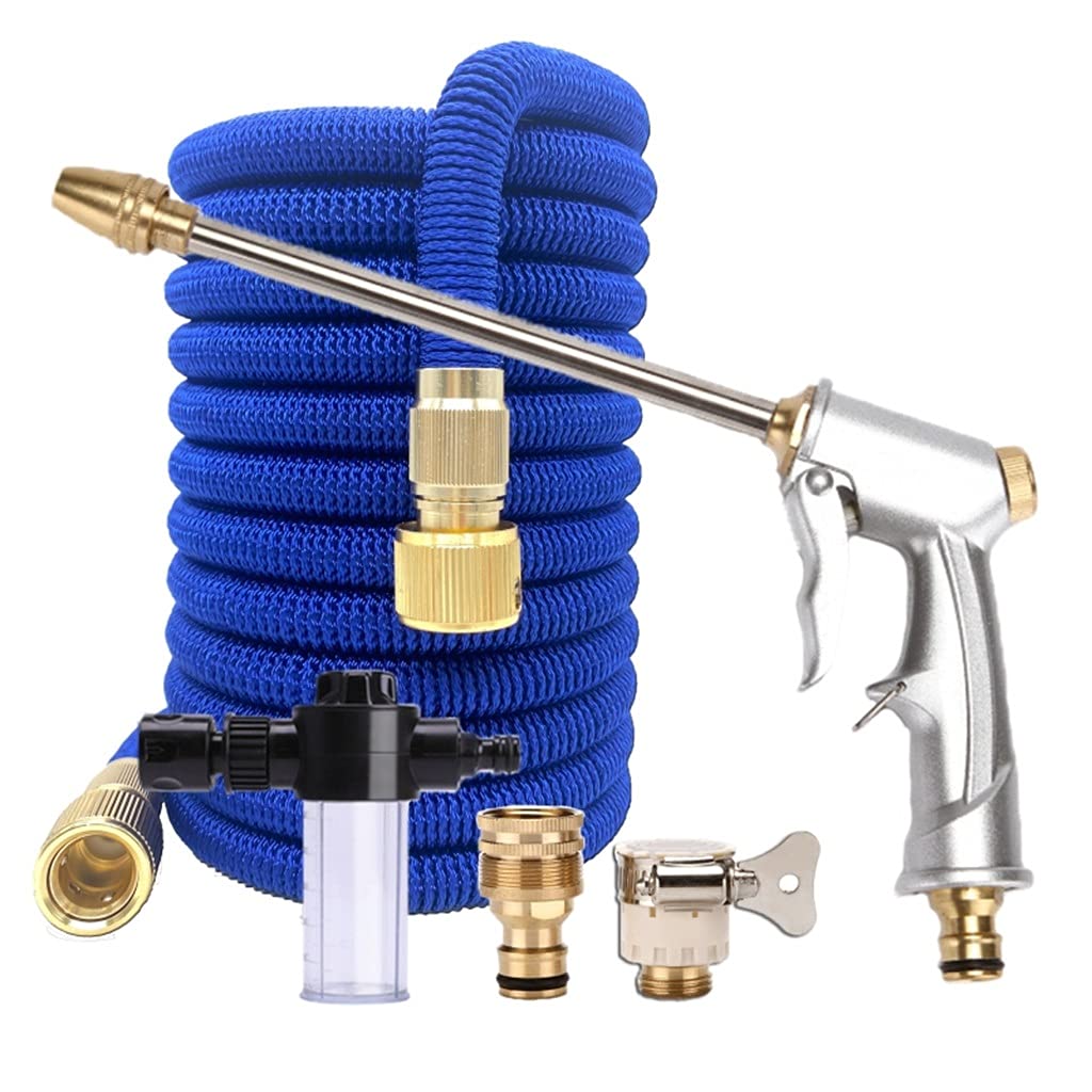 Expandable Garden Hose with High Pressure Nozzle - 125ft Lightweight & Portable for Car Washing, Lawn Watering & Outdoor Cleaning | Includes Foam Water Gun for Patio, Deck & Vehicle Care