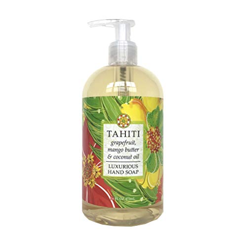Greenwich Bay Trading Company Tahiti Scented Hand Soap - Moisturizing Coconut & Vanilla Soap for Bathroom & Kitchen - Perfect for Home, Spa & Gift Giving