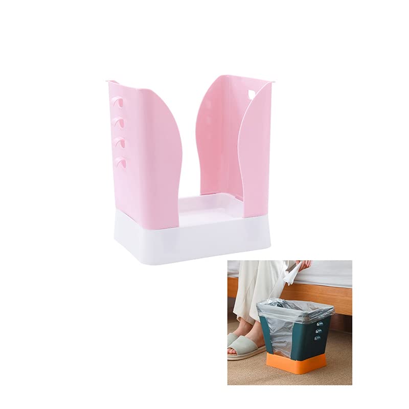 Foldable Adjustable Trash Can - Portable Expandable Waste Bin for Kitchen, Home & Office - Plastic Storage Container (Pink White) | Space-Saving Solution for Small Spaces, Camping & Dorm Rooms