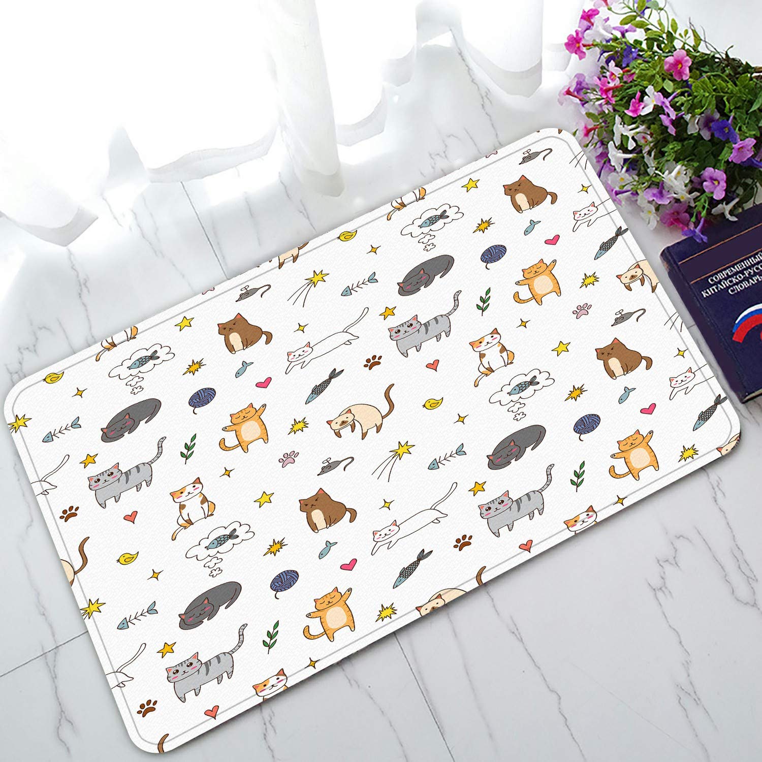 Funny Cats Welcome Doormat - Non-Slip Bath & Entrance Rug - 30x18 Inch Cute Cat Design - Perfect for Home, Office & Apartment Decor