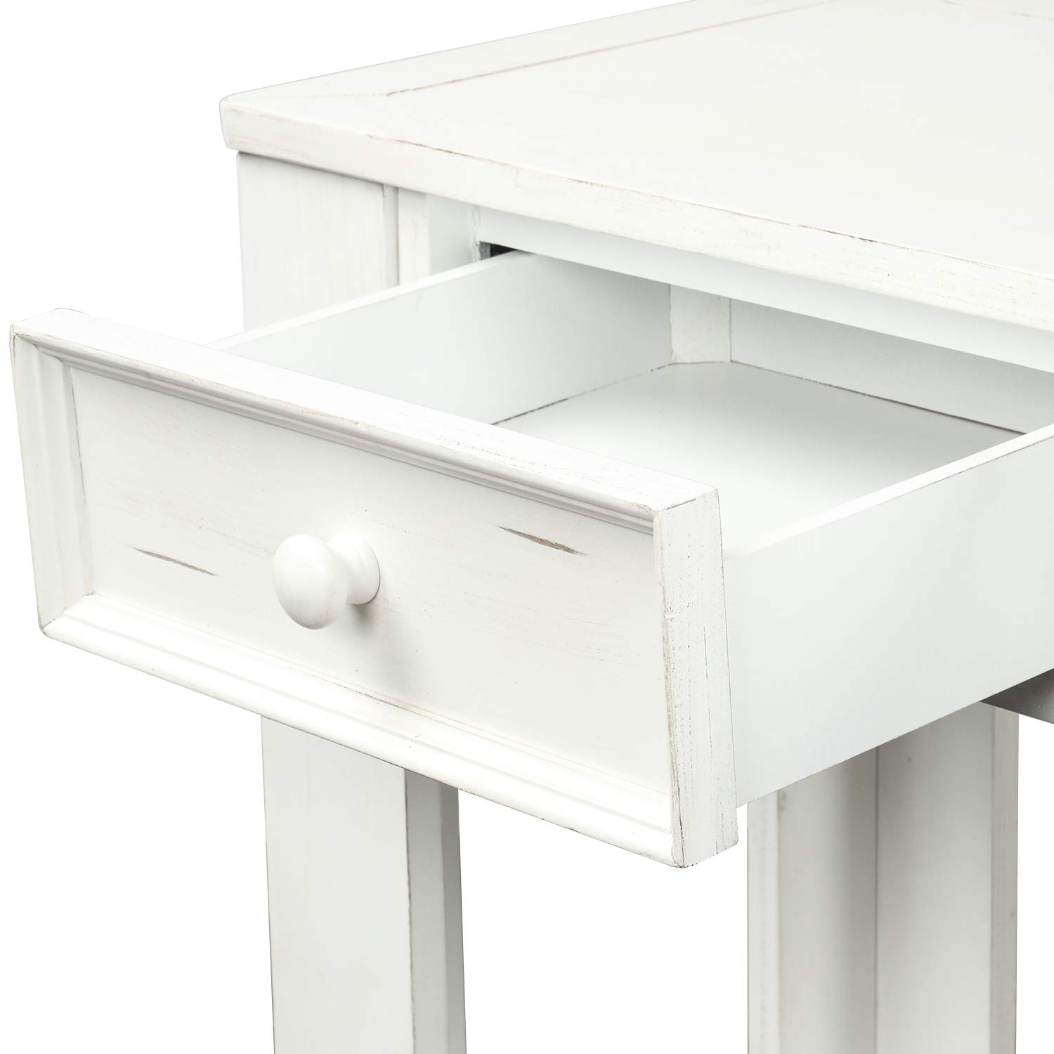 Modern Solid Wood Console Table with 4 Drawers & Shelf - Sturdy Entryway Sofa Table for Living Room, Bedroom, Hallway - Multifunctional Storage Side Table (White) - Perfect for Small Spaces, Home Decor & Organizing Keys, Books, Decor Items