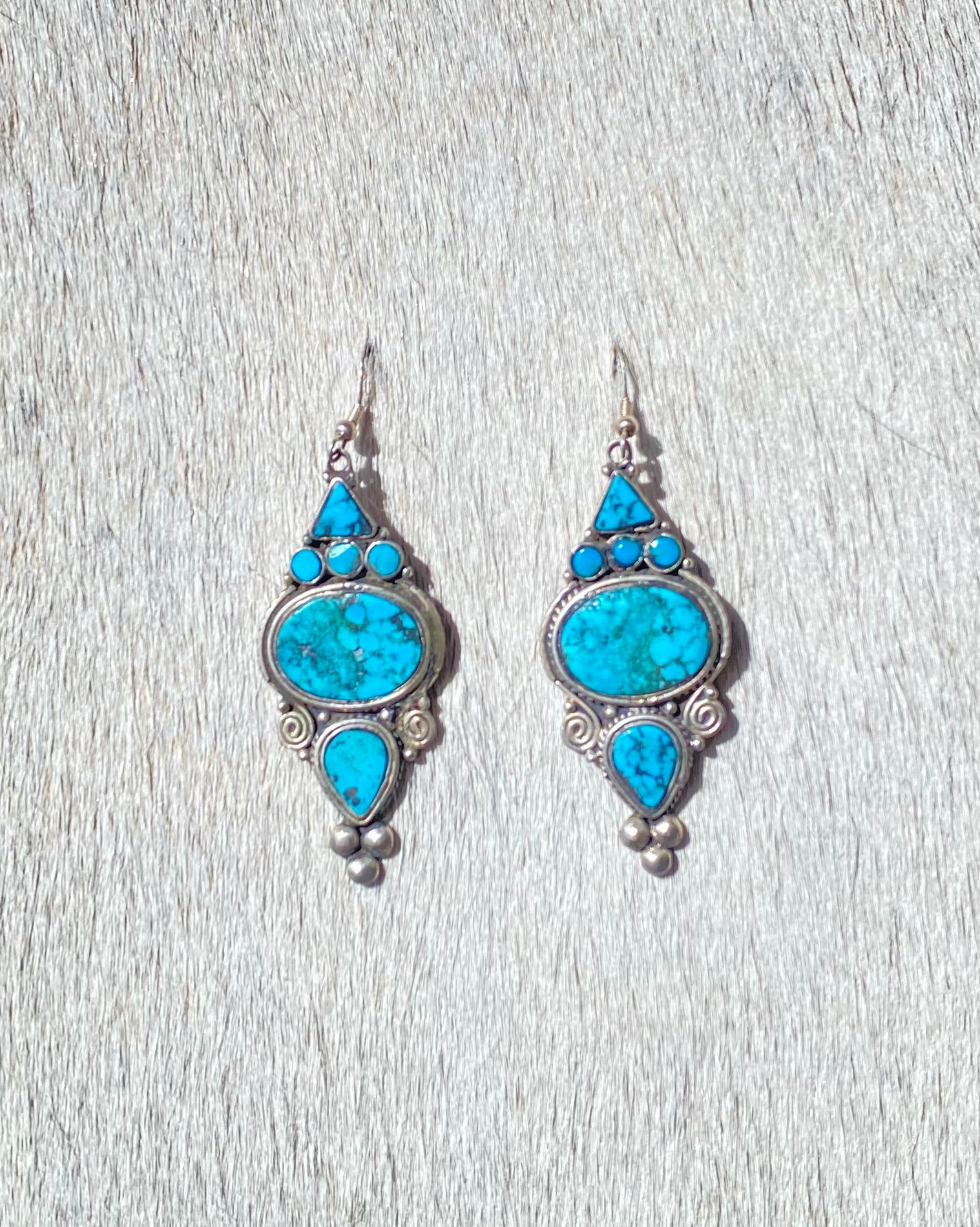 Natural Turquoise Pyramid Drop Earrings for Women | Handmade Boho Jewelry | Perfect for Festivals, Parties & Everyday Wear