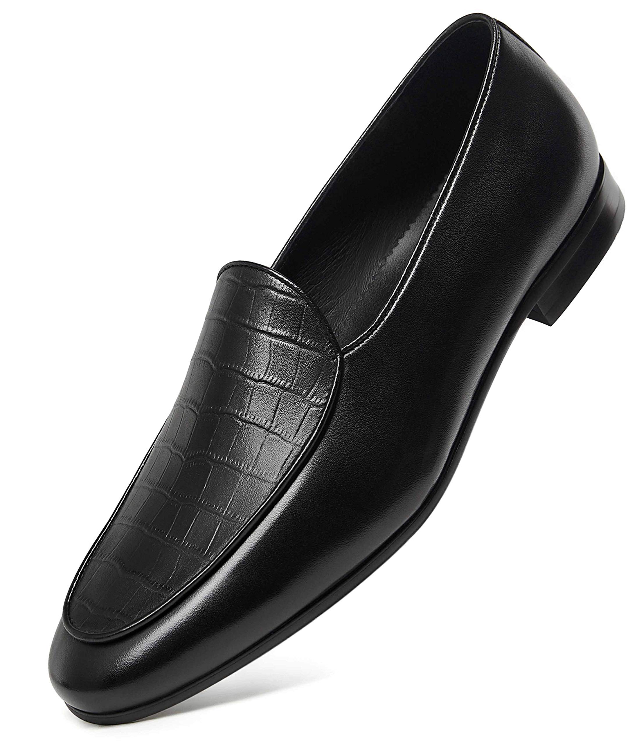 GIFENNSE Men's Slip-On Loafers - Genuine Leather Dress Shoes for Business & Formal Occasions - Comfortable Office Shoes for Work, Weddings & Professional Events