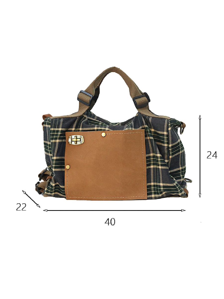 Vintage Plaid Canvas Crossbody Bag & Backpack - Stylish & Durable for Travel, School, and Everyday Use