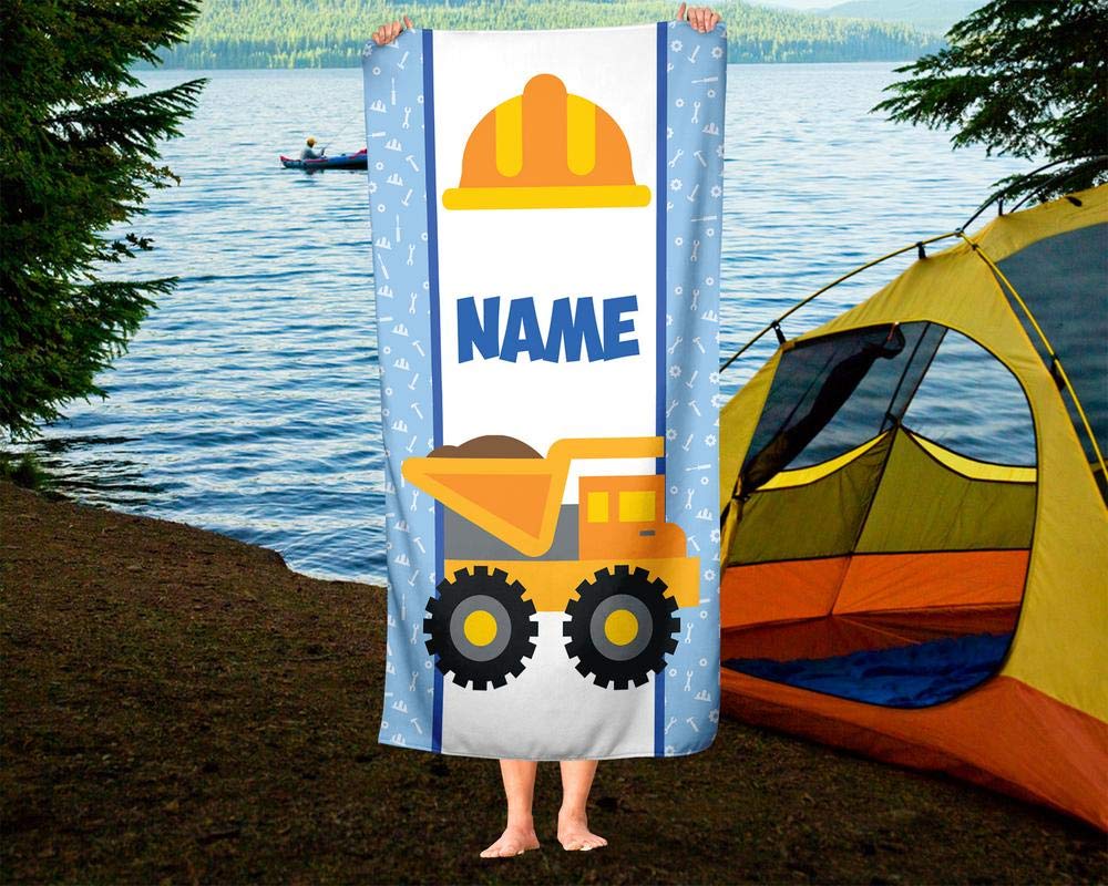 Custom Personalized Kids Beach Towels - Police, Firetruck & Dump Truck Designs for Boys & Girls | Large Soft Outdoor & Pool Towel for Swimming, Bath Time & Summer Fun