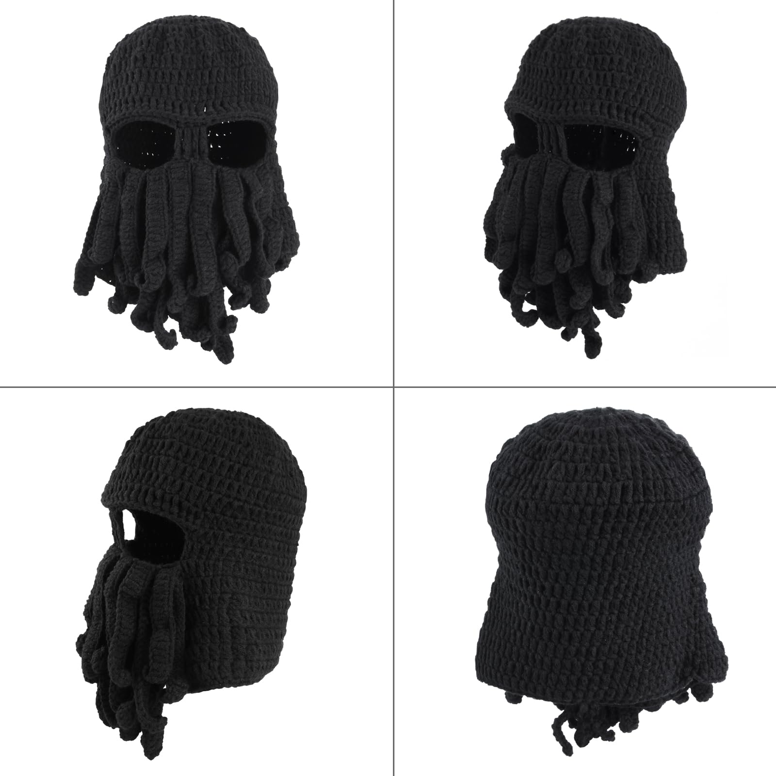 TRIWONDER Funny Octopus Beard Beanie Hat - Warm Winter Knit Pirate Hat for Men & Women - Perfect for Halloween Costumes, Christmas Gifts & Cosplay Parties