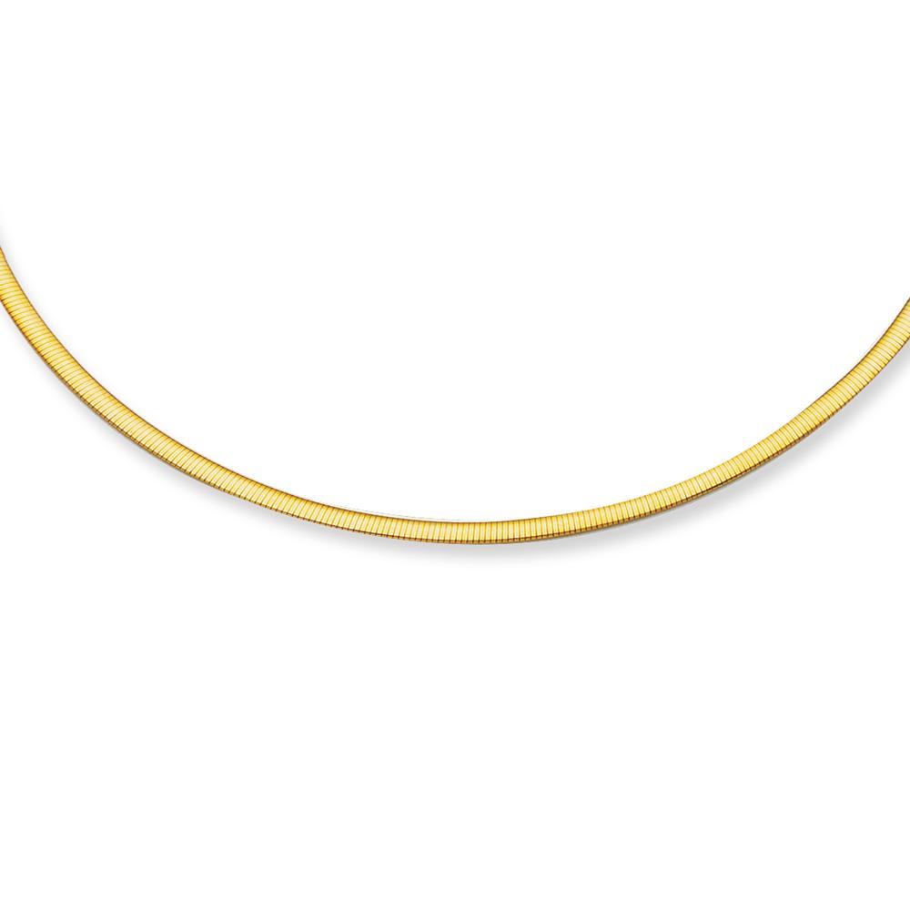 14K Gold 2.5mm Reversible Omega Chain Necklace for Women - Elegant Layering Piece for Everyday Wear & Special Occasions