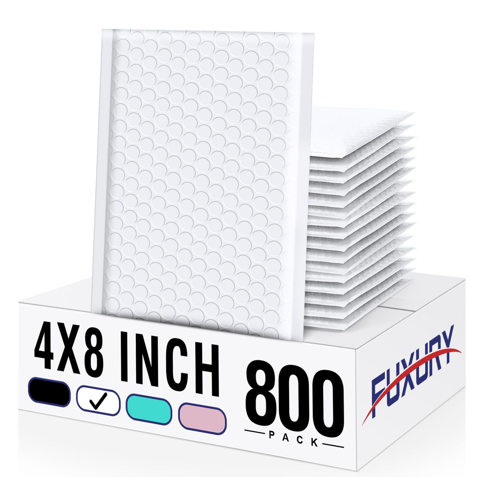 Fuxury 4x8 Inch Bubble Mailers 800Pcs Bulk - Waterproof Padded Shipping Envelopes (Usable Size 4x7