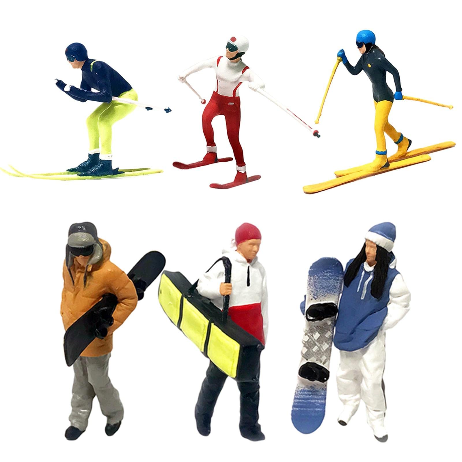 AMLESO 1:87 Scale Resin Skiing Miniature Model Kit - DIY Winter Scene Layout for Train Sets & Diorama Crafting - Perfect for Christmas Village Displays & Hobby Collectors