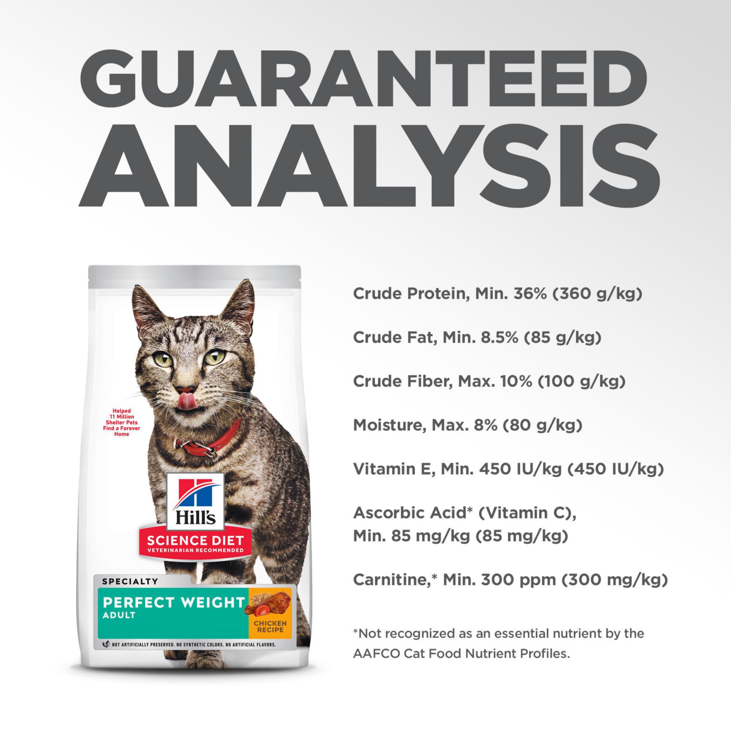 Hill's Science Diet Adult Dry Cat Food for Weight Management - Chicken Recipe, 15 lb Bag | Perfect Weight Formula for Healthy Cats | Ideal for Indoor & Overweight Cats