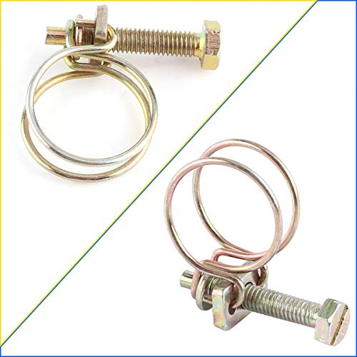10Pcs Adjustable Double Wire Hose Clamps 28-32mm - Stainless Steel Pipe Clips for Water Hose, Plumbing, Automotive & Marine Applications - Secure Barb Fittings, DIY Repairs & Garden Irrigation