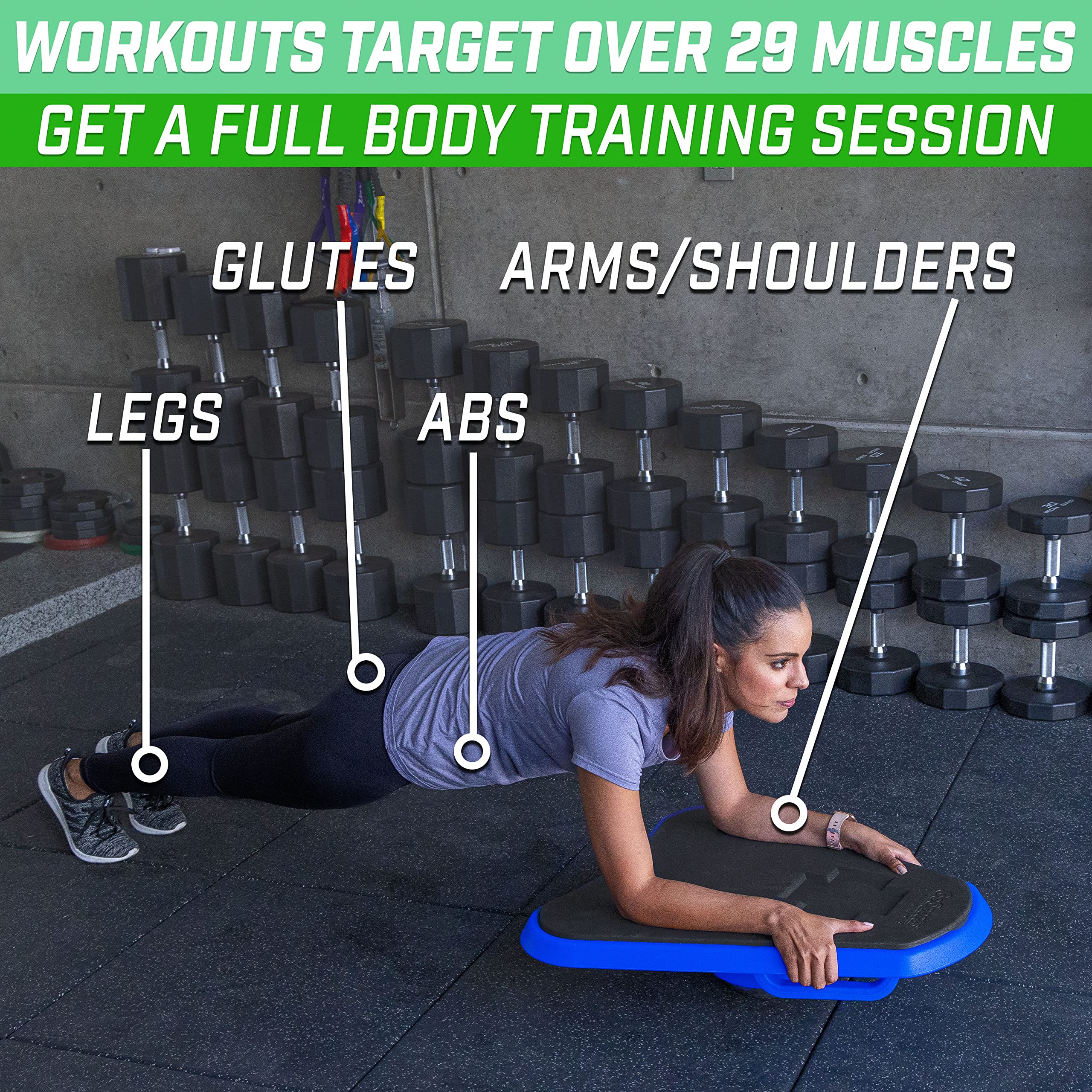 GoSports Fitness Plank Board with Smartphone Holder - Blue or Red - Core Training Equipment for Full Body Workouts | Perfect for Home Gym, Yoga & Pilates Exercises