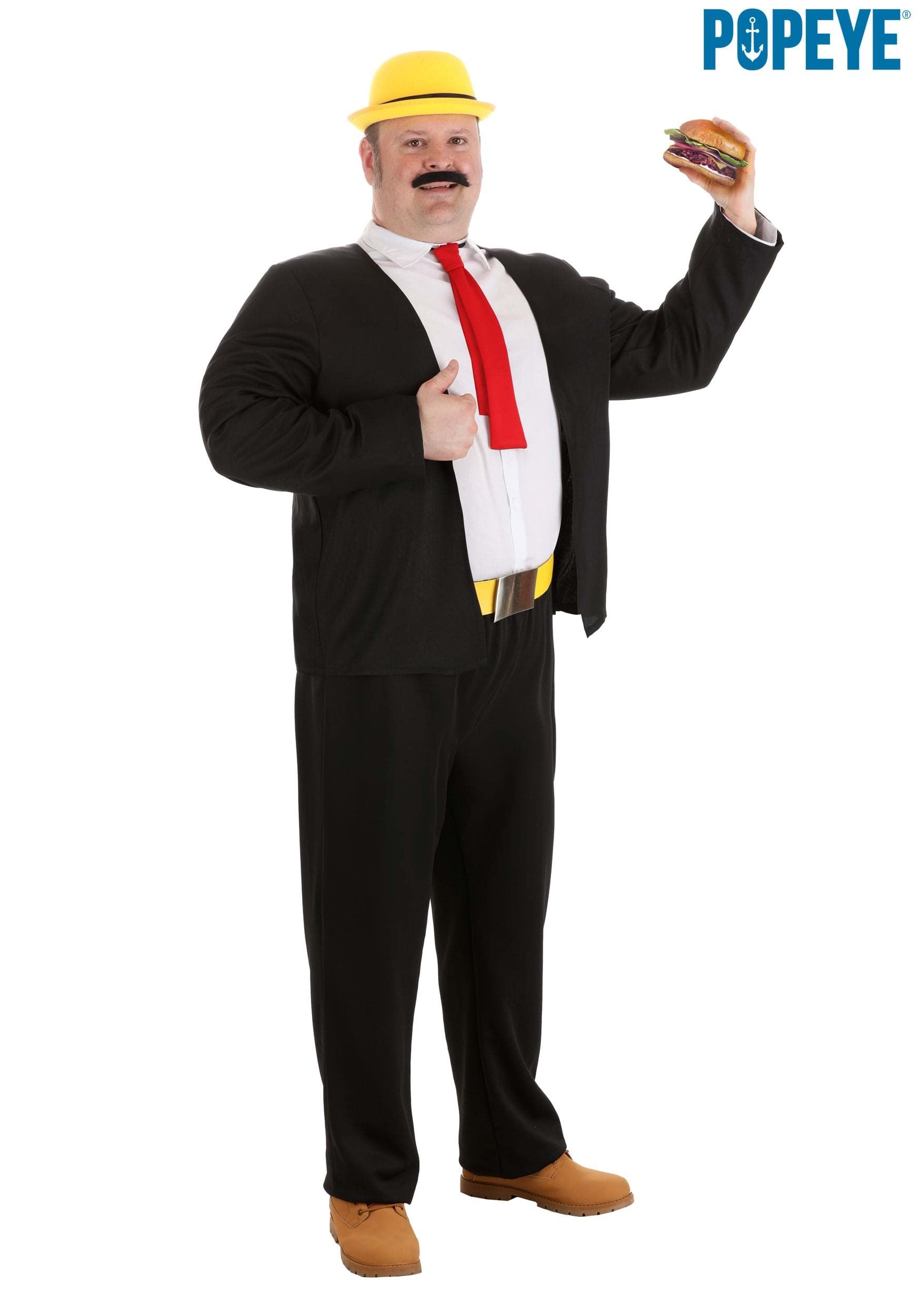 **Plus Size Men's Popeye Halloween Costume Outfit with Hat - Adult Cartoon Character Cosplay for Halloween Parties & Themed Events**
