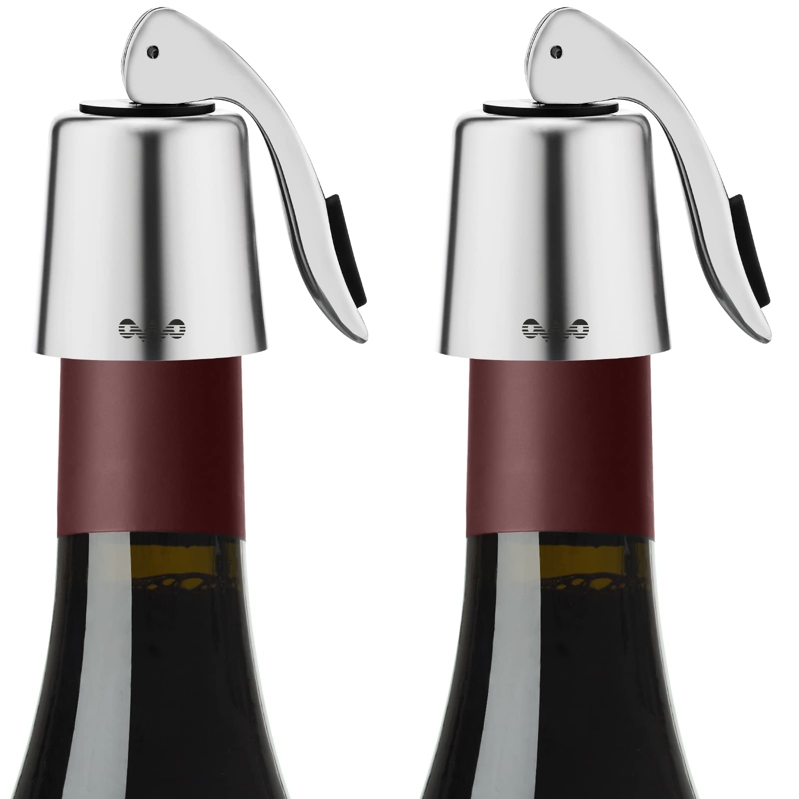 Premium Stainless Steel Wine Bottle Stopper with Silicone Seal - Reusable Wine Saver Plug Keeps Wine Fresh for Weeks | Perfect for Red Wine, White Wine, Champagne & Home Bars