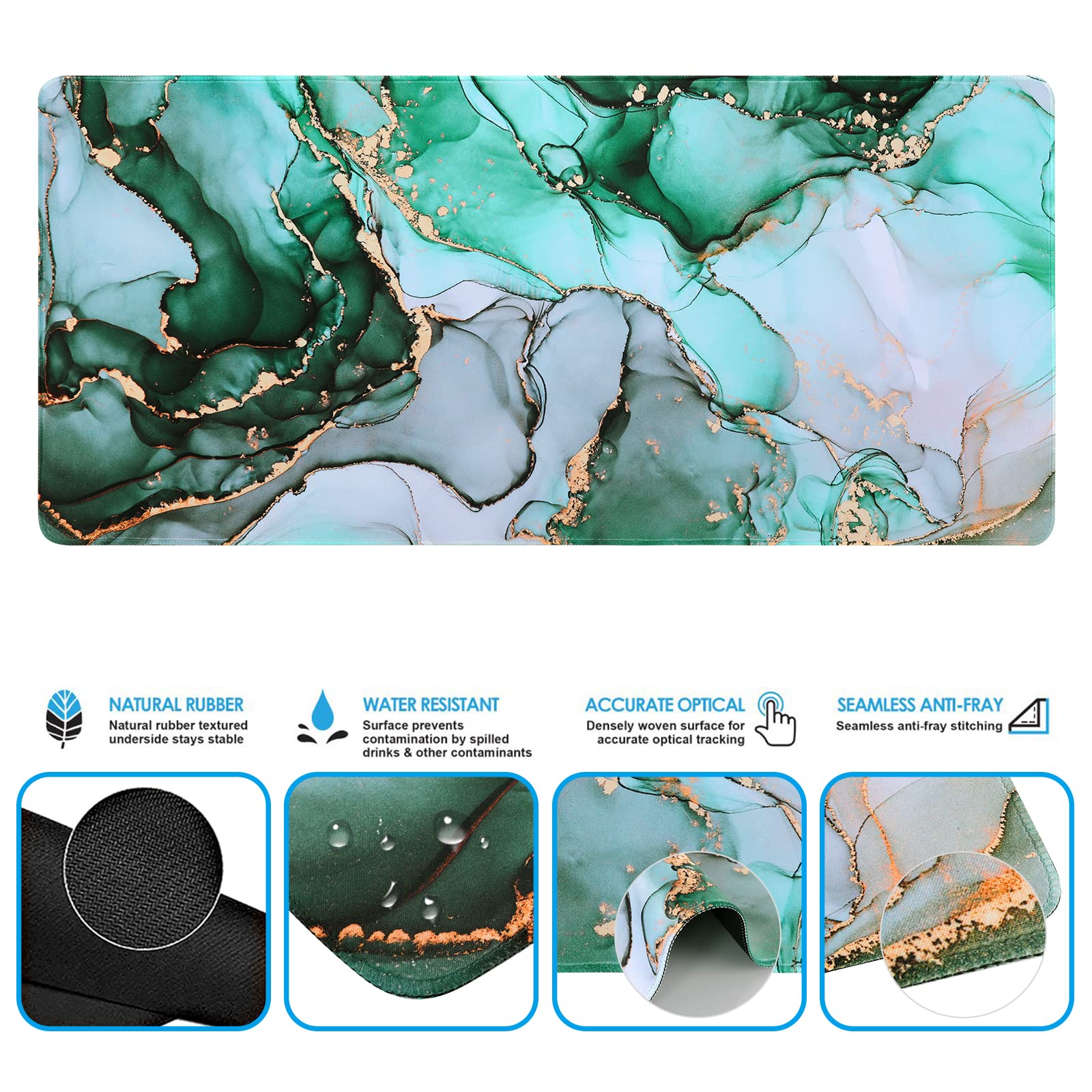 iCasso Gaming Mouse Pad Set - XXL Memory Foam Desk Mat with Wrist Rest for Pain Relief (35.4x15.7in) - Perfect for PC Gamers & Office Work