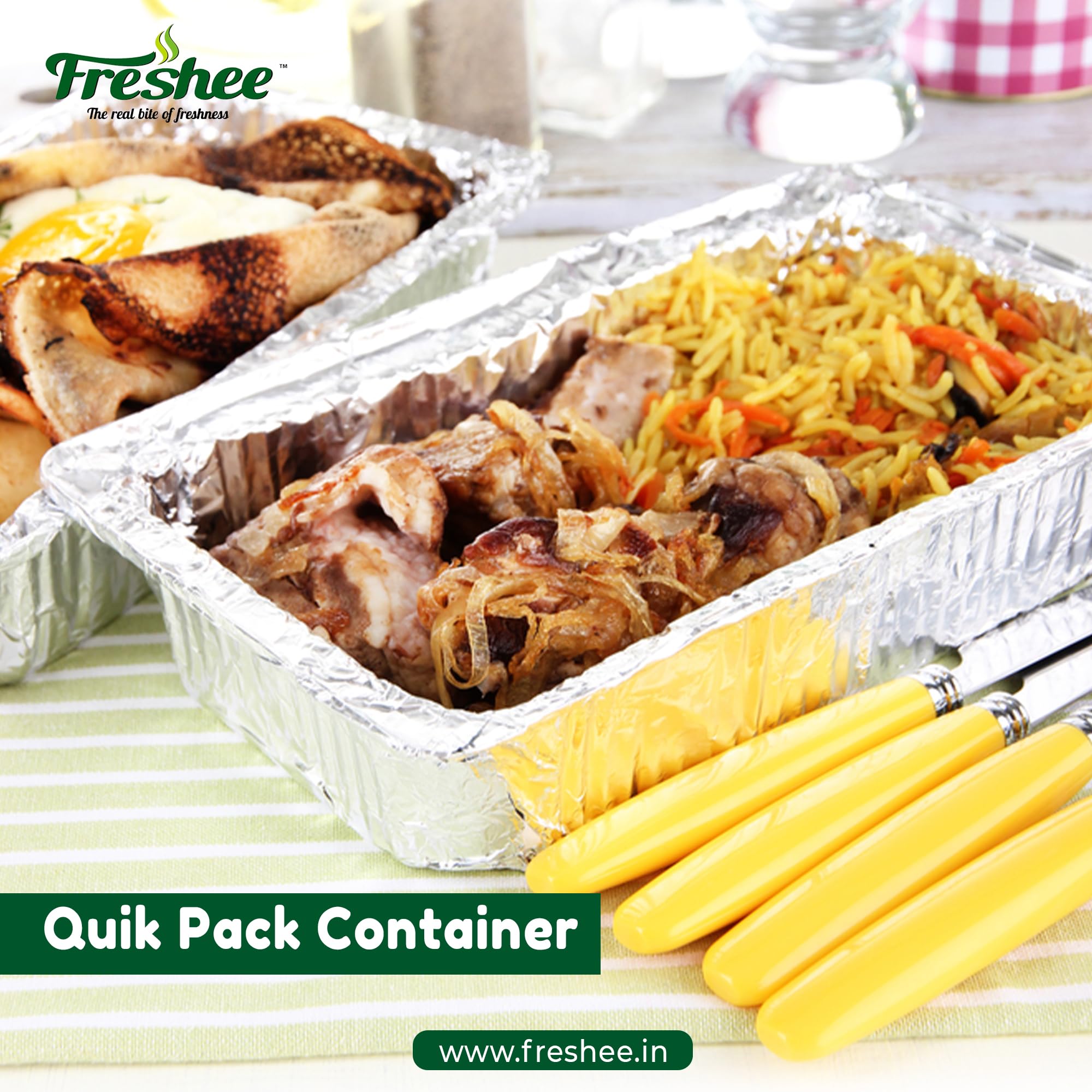 Freshee 25-Pack 450ml Aluminum Disposable Food Containers with Lids - Silver Foil Takeout Containers for Meal Prep, Leftovers & Party Catering