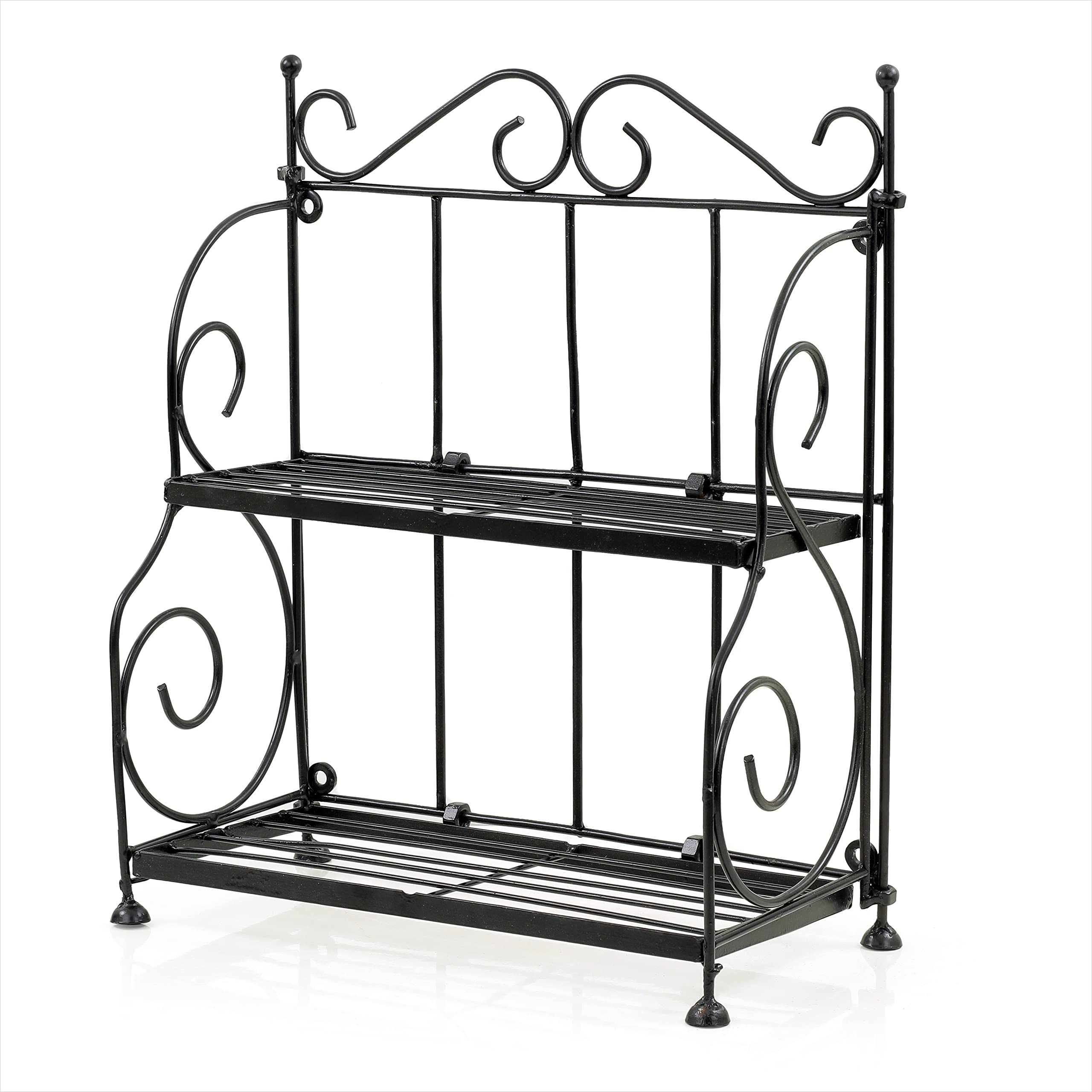 Nagina International 2-Tier Black Countertop Organizer - Bathroom & Kitchen Storage Shelf for Spices, Makeup, Toiletries | Space-Saving Solution for Small Spaces, Countertops, and Cabinets