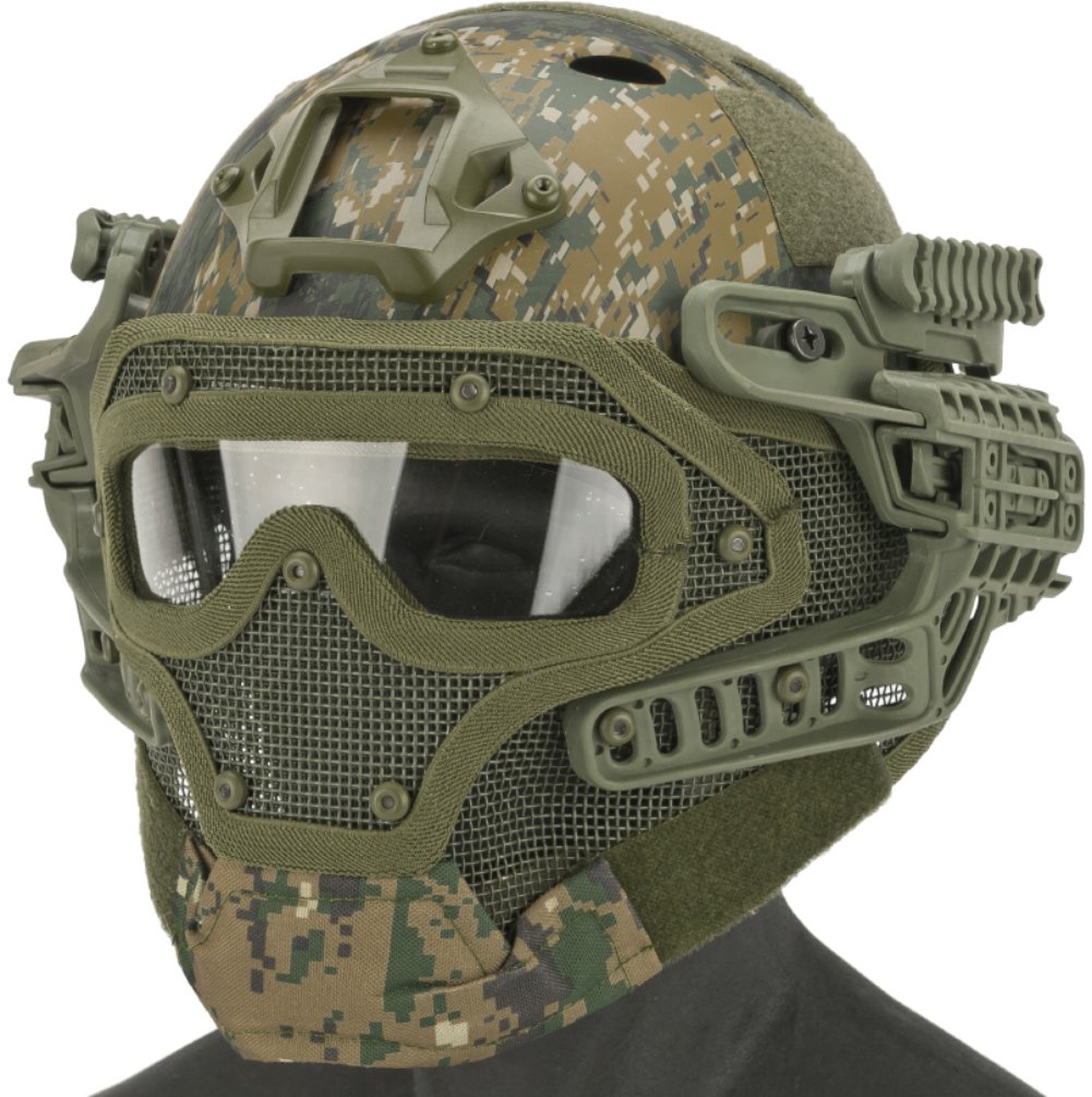 Matrix Legionnaire Full Head Coverage Airsoft Mask - Tactical Headpro, Face Protection & Goggle System (Digital Woodland Camo) - Ideal for Milsim, CQB & Outdoor Airsoft Battles