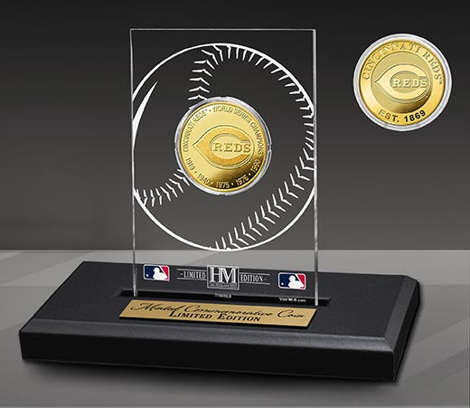 Cincinnati Reds 5 Time Champions Commemorative Acrylic Gold Coin - Perfect for Baseball Fans, Collectors & Sports Memorabilia Displays