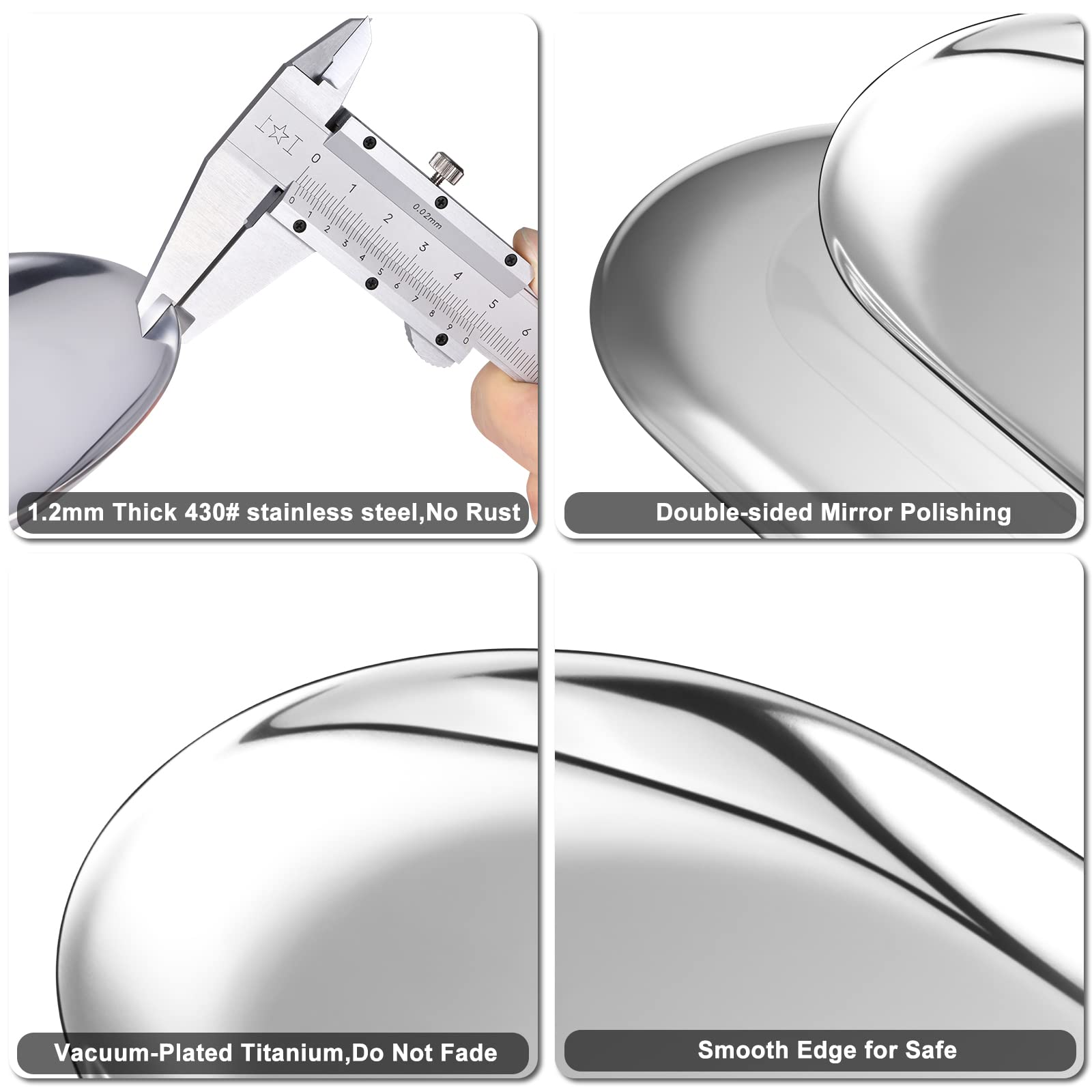 2-Piece Silver Oval Stainless Steel Coffee Table Tray - Elegant Jewelry Organizer, Cosmetic Display, Candle Holder & Candy Dish for Living Room, Bedroom Decor & Gift Giving