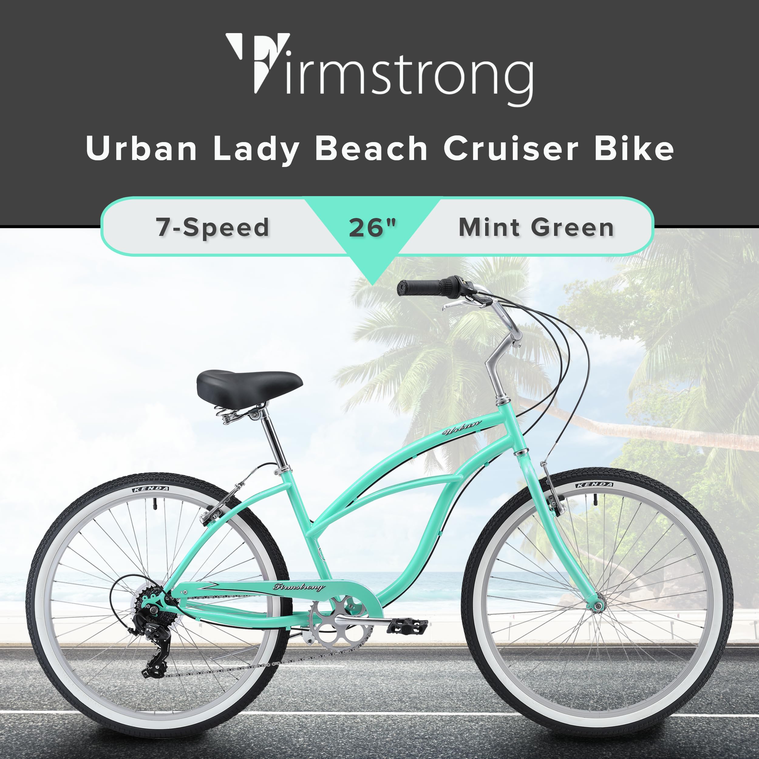 Firmstrong Urban Lady Beach Cruiser Bicycle - Comfortable Women's Cruiser Bike for Leisure Riding, Beach & City Commuting