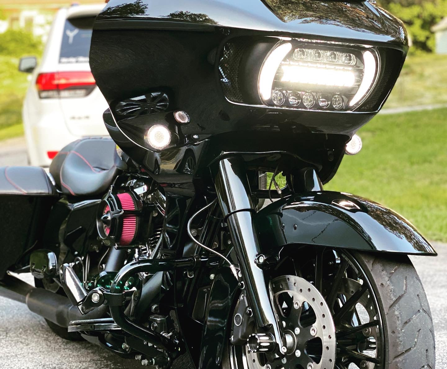 Eagle Lights LED Projection Headlight for Harley Davidson 2015+ Road Glide with Vent Insert Light Combo Kit - High Visibility Motorcycle Headlight for Night Riding & Improved Safety