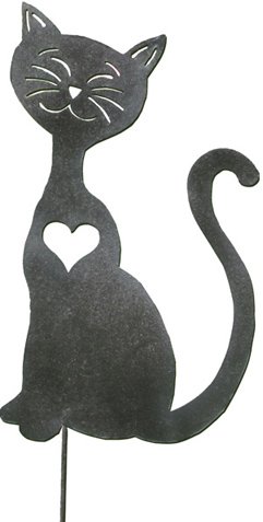 Heart-Shaped Cat Garden Stake - Handmade Metal Garden Decor & Outdoor Art for Flower Beds, Patio & Yard Decorations