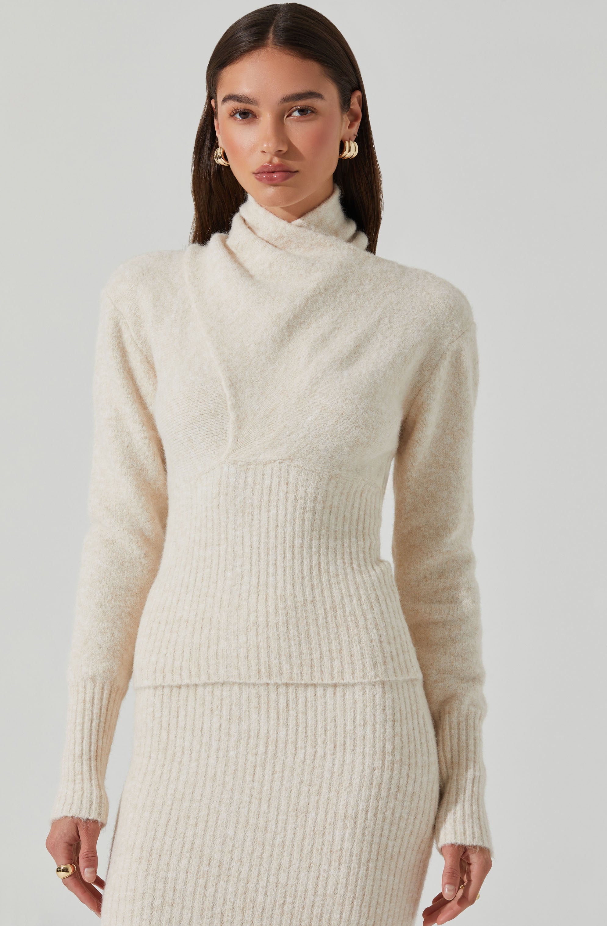 Neve High Neck Crossover Sweater for Women - Soft Knit Turtleneck Pullover - Winter Warm Casual Wear for Office, Date Night & Holiday Outfits