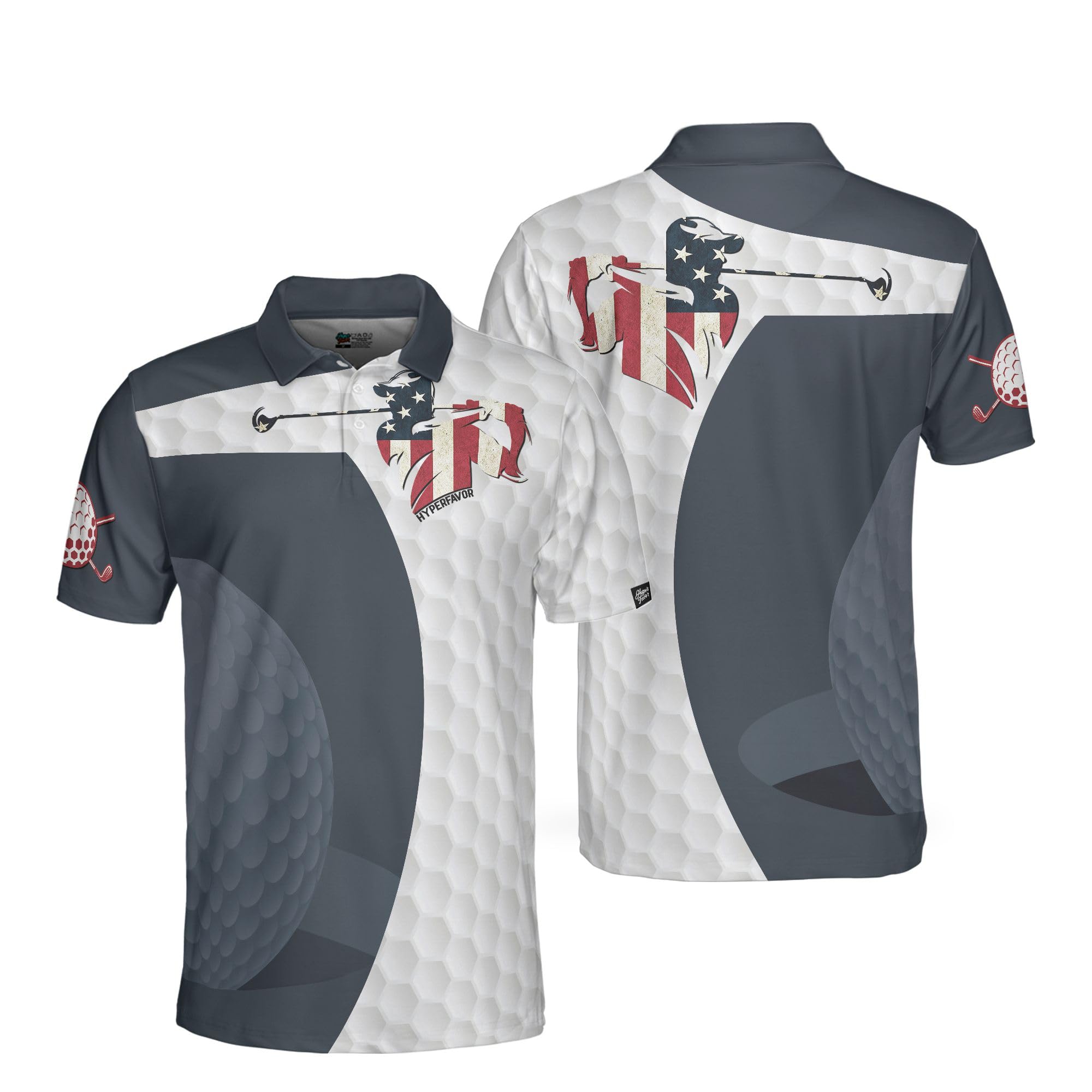 HYPERFAVOR Patriotic Golf Shirts for Men - American Flag Polo Shirts for Golfers - Breathable Short Sleeve Performance Shirt - Perfect for Golf Tournaments & 4th of July Celebrations