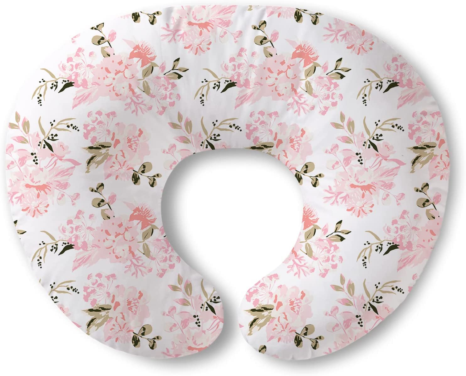 Lumono Nursing Pillow for Breastfeeding - Ergonomic Support Pillow for Moms & Babies 0-12 Months with Breathable Filling & Cute Rose Floral Cover - Perfect for Breastfeeding, Bottle Feeding & Tummy Time