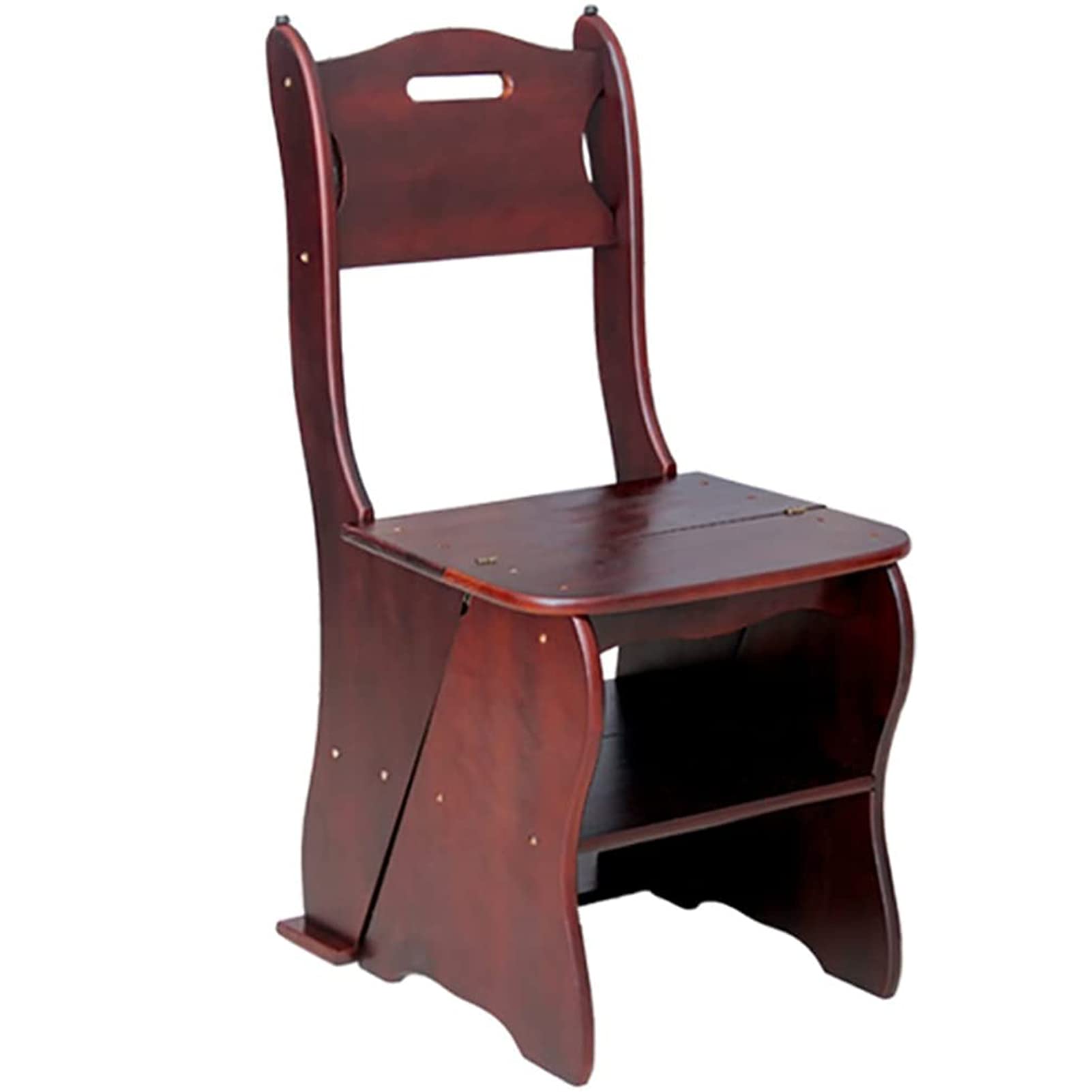 Multi-Function 4-Tier Foldable Solid Wood Step Stool - Creative Ladder Chair for Bedroom, Closet & Library - Space-Saving Staircase Stool for Home Organization & Storage