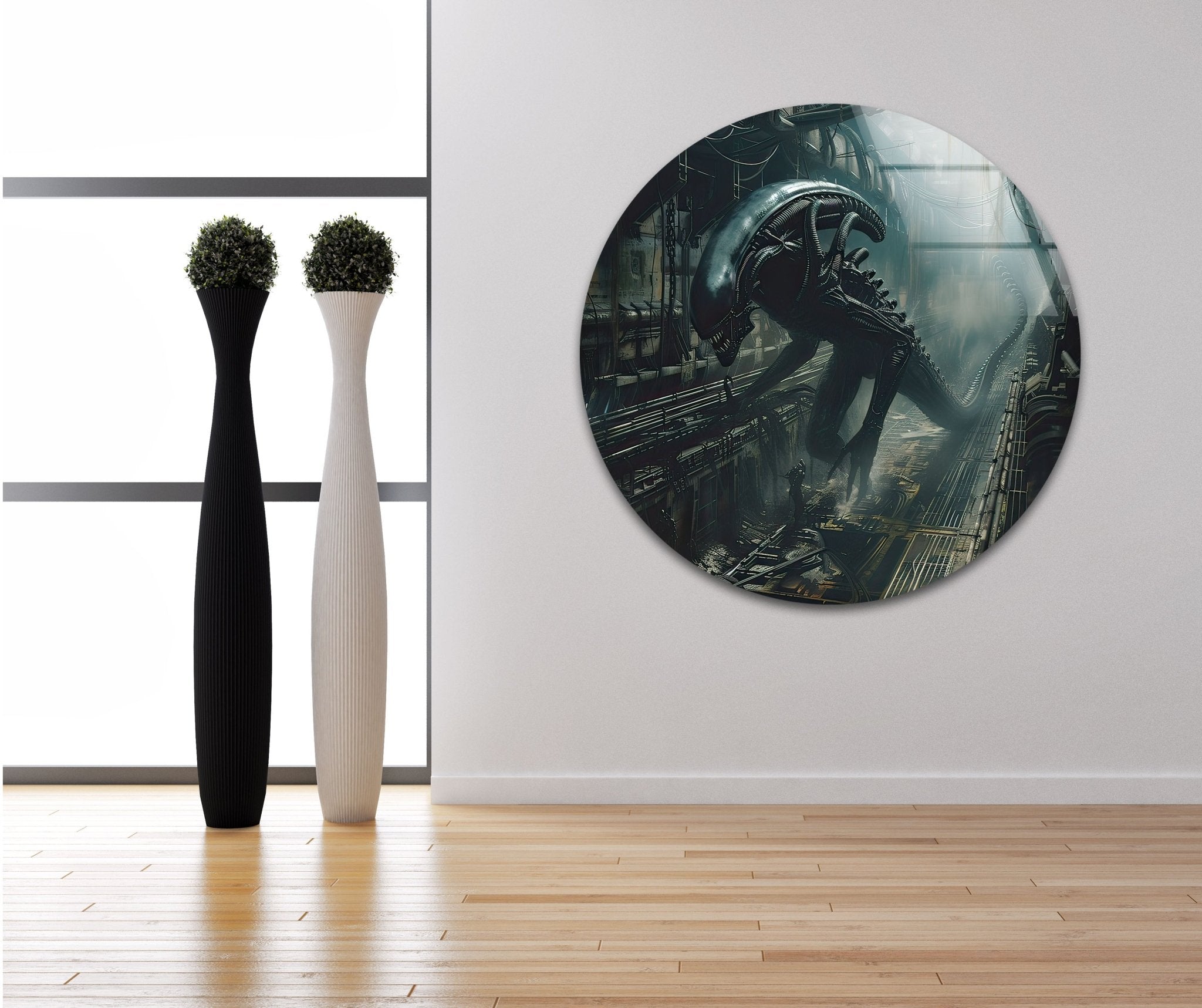 Alien Glass Wall Art - Modern Abstract Home Decor for Living Room, Bedroom & Office - Unique Handcrafted Glass Artwork for Sci-Fi & Space Enthusiasts