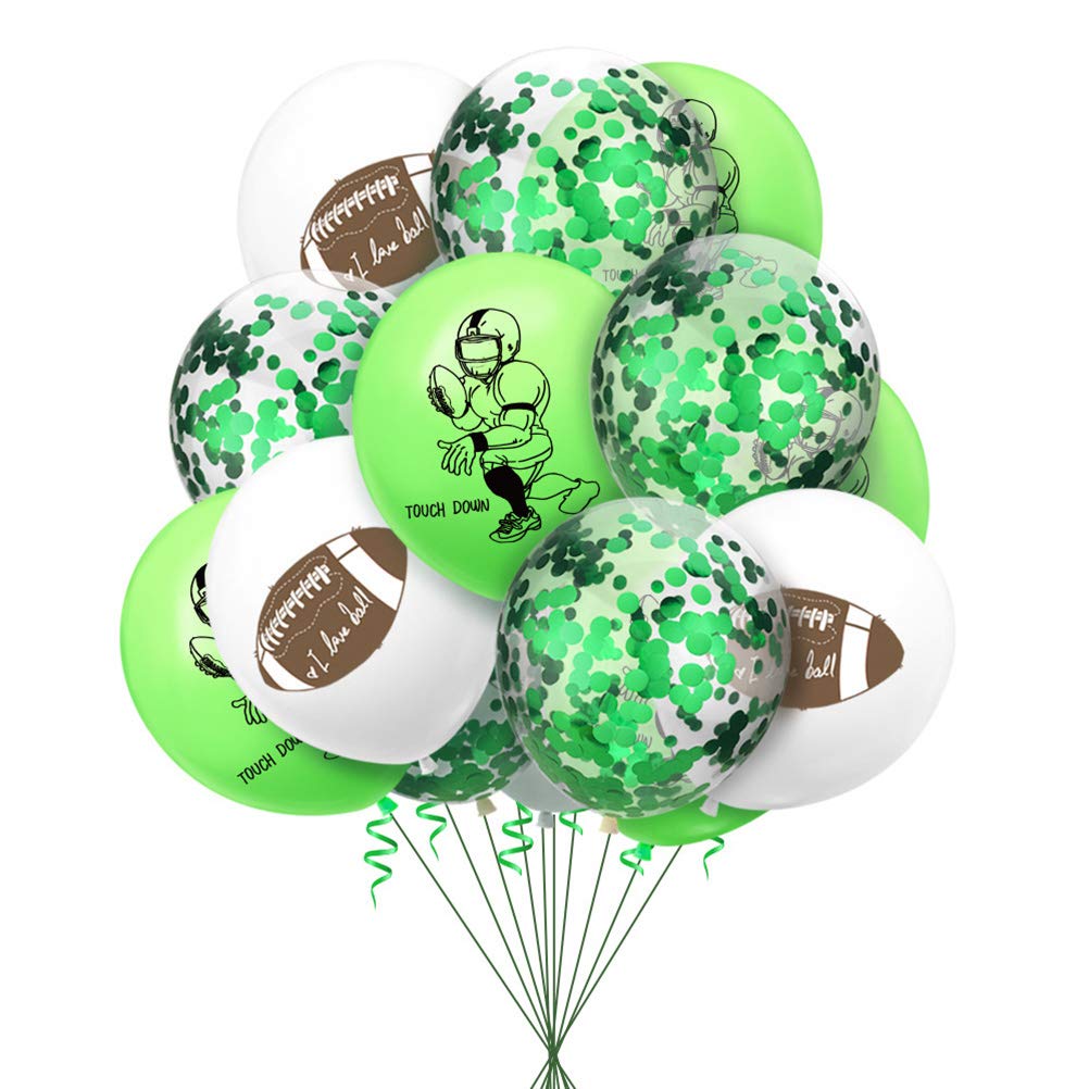 Amosfun 20-Piece Football Theme Latex Balloons Set - American Football Player & Confetti Balloons for Kids Birthday Party Decorations | Perfect for NFL-Themed Parties, Game Day Decor, and Sports Celebrations