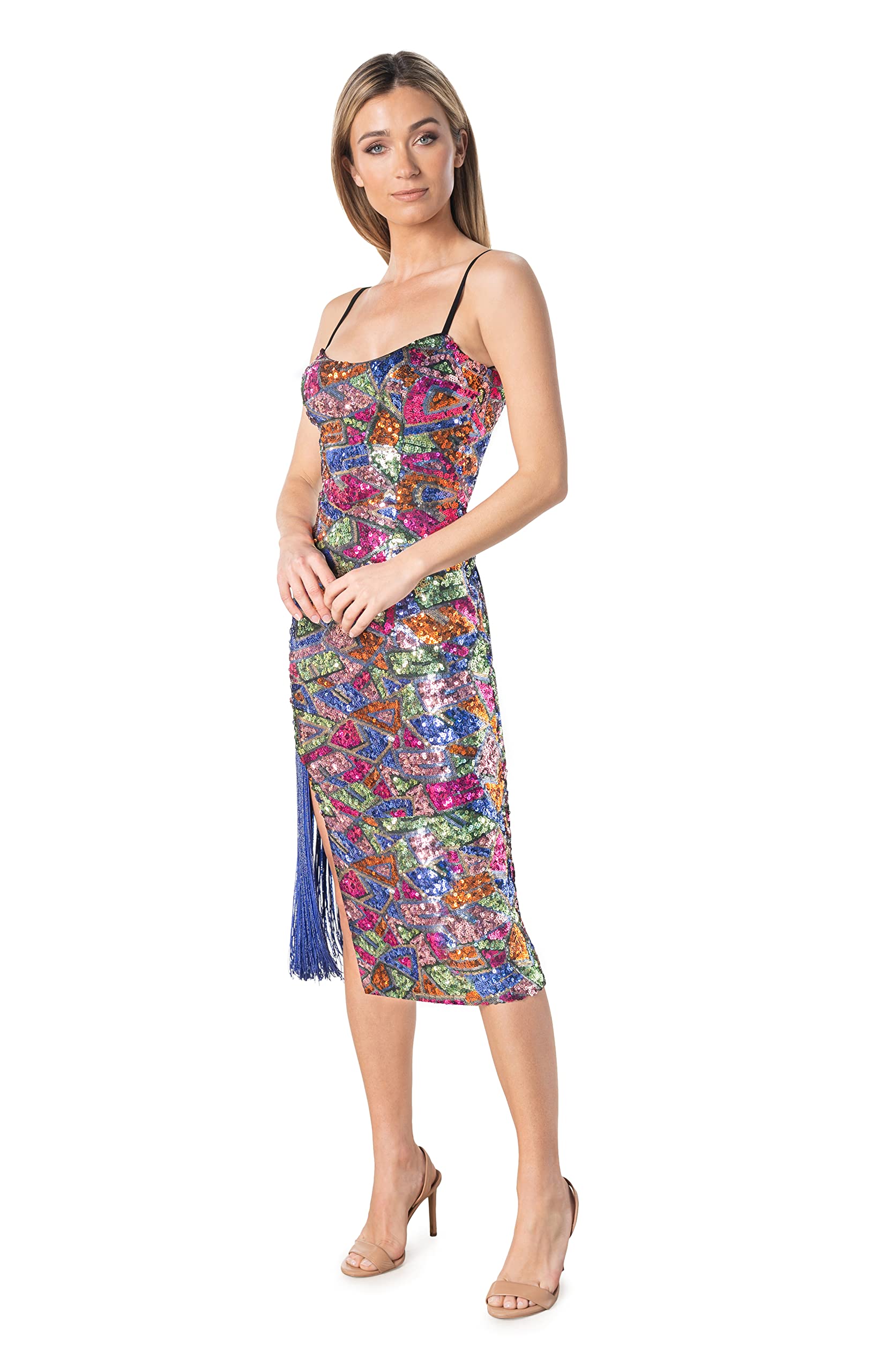 Dress the Population Women's Rory Bodycon Midi Dress - Slim Fit Stretchy Cocktail Party Dress for Night Out, Date Night & Special Occasions
