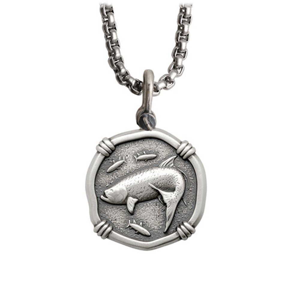 Tarpon Fish Necklace - Sterling Silver Pendant on 22 Inch Box Chain Jewelry | Perfect Gift for Anglers, Fishermen & Ocean Lovers