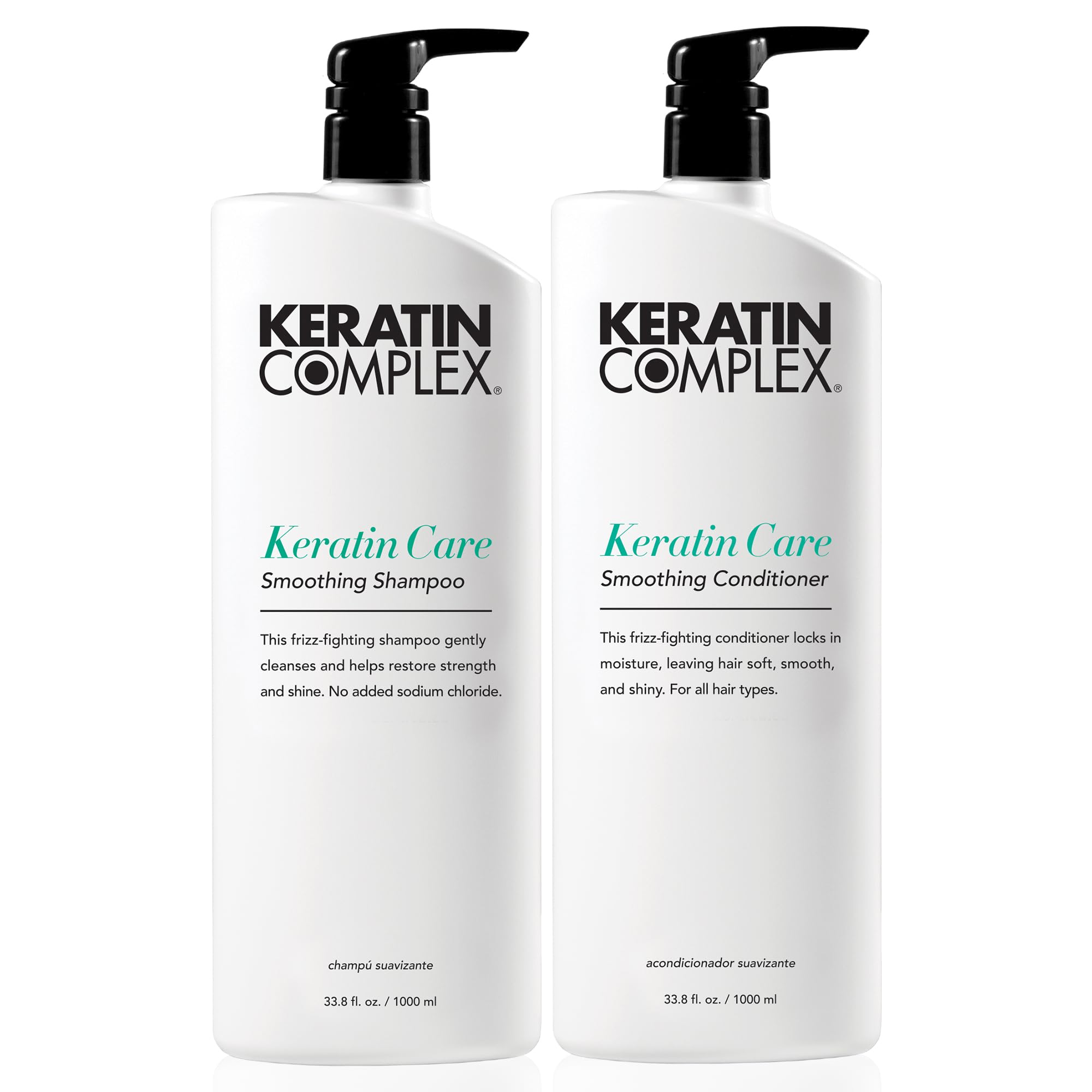 Keratin Complex Smoothing Shampoo & Conditioner Set for Frizz Control & Hair Repair - Salon Quality Keratin Treatment for Dry, Damaged Hair - Perfect for Daily Use at Home or Salon