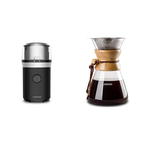 COSORI Electric Pour Over Coffee Maker with Stainless Steel Filter & Built-in Grinder - Perfect for Coffee Beans & Spices - Ideal for Home, Office & Camping Use