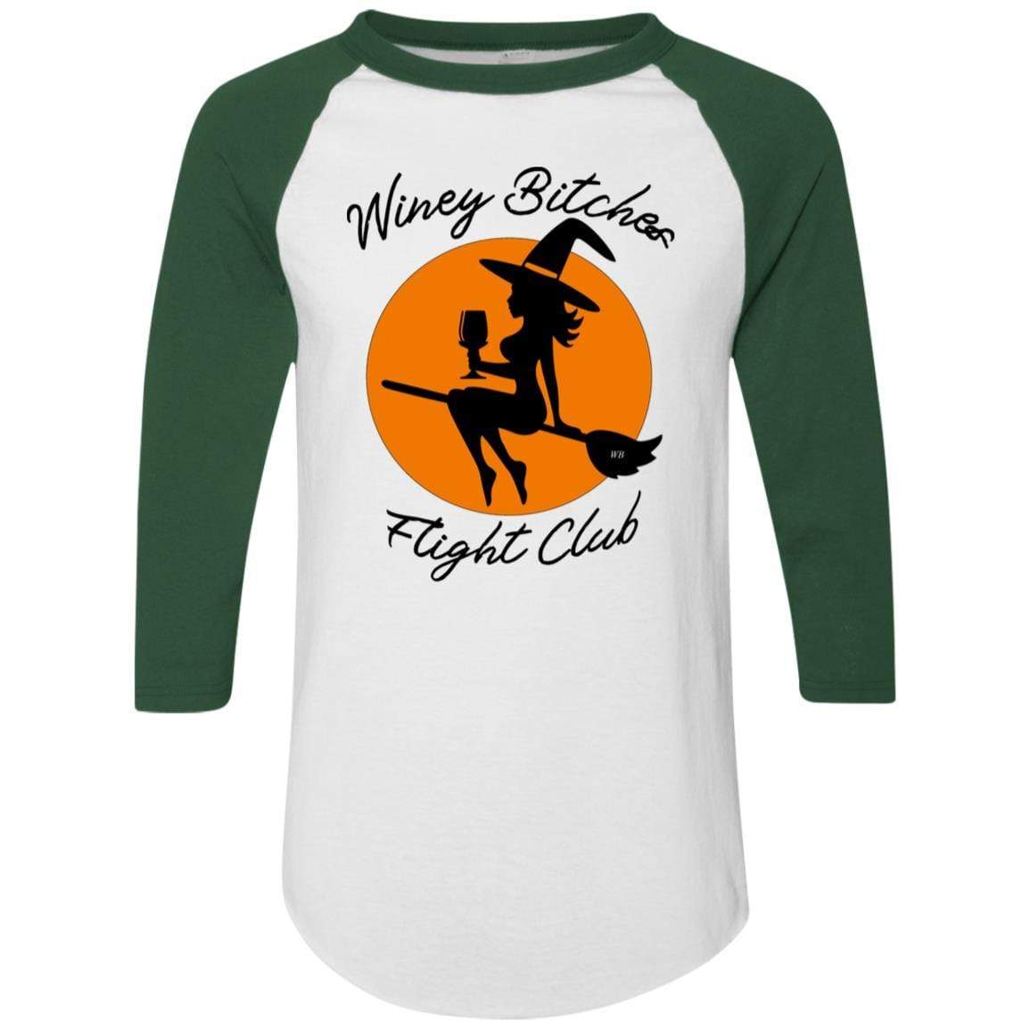 WineyBitches.Co Winey Bitches Flight Club Colorblock Raglan Jersey - Stylish & Comfortable Women's Baseball Tee for Casual Outings, Girls Night Out & Wine Tasting Events