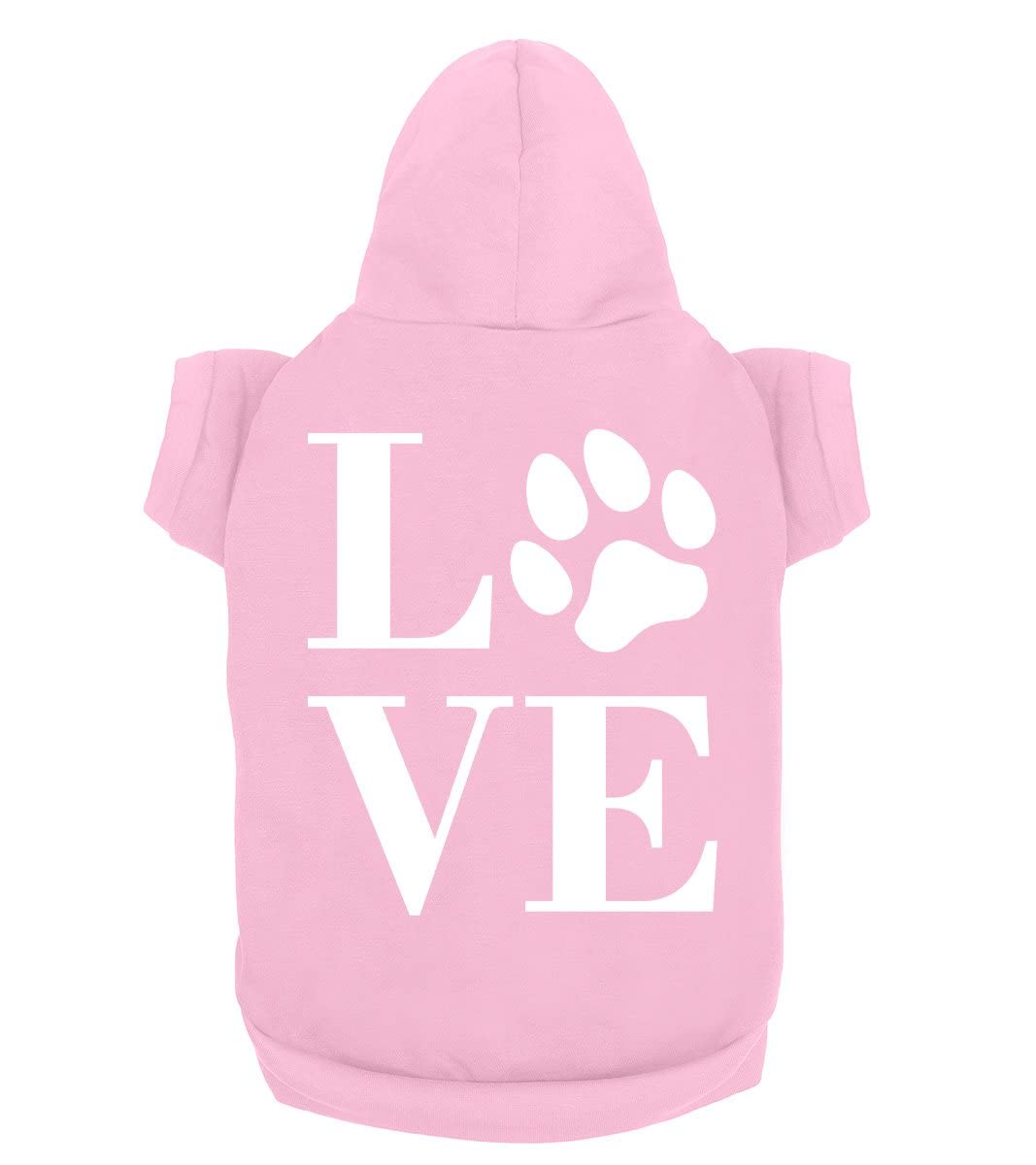 Funny Dog Hoodies with Love Paw Print - Cute Pet Puppy & Cat Sweatshirt | Soft Breathable Dog Clothes for Small & Large Dogs | Perfect for Outdoor Walks & Photo Shoots | Light Pink (Small)