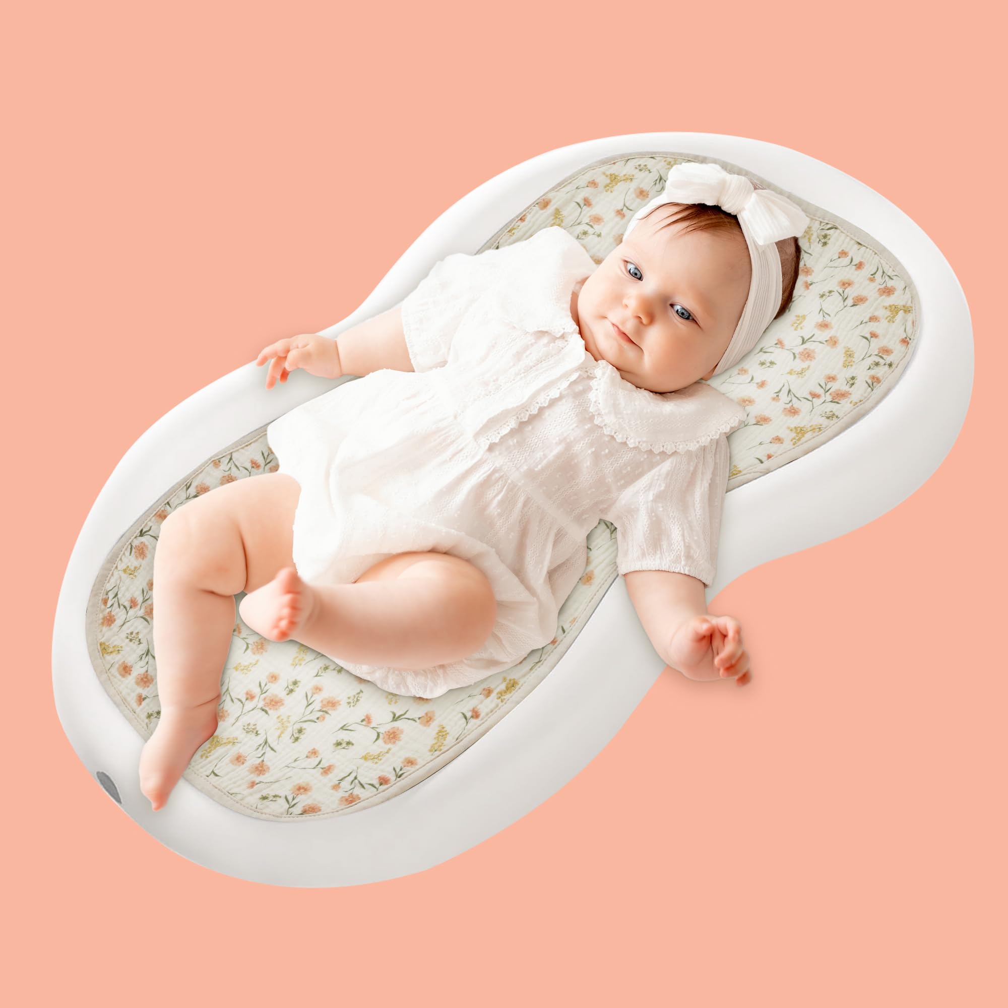 HOMBYS Washable Waterproof Baby Changing Pad Liner - 100% Cotton Muslin Changing Table Cover (3 Pack, Cream White/Pink/Floral) for Nursery, Diaper Bag & Travel Use