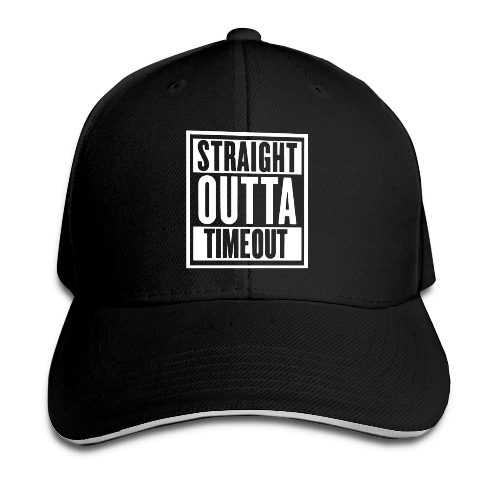 Black Baseball Cap with Hip Hop Style - Adjustable Trucker Hat for Sports, Outdoor & Casual Wear - Straight Outta Timeout Design